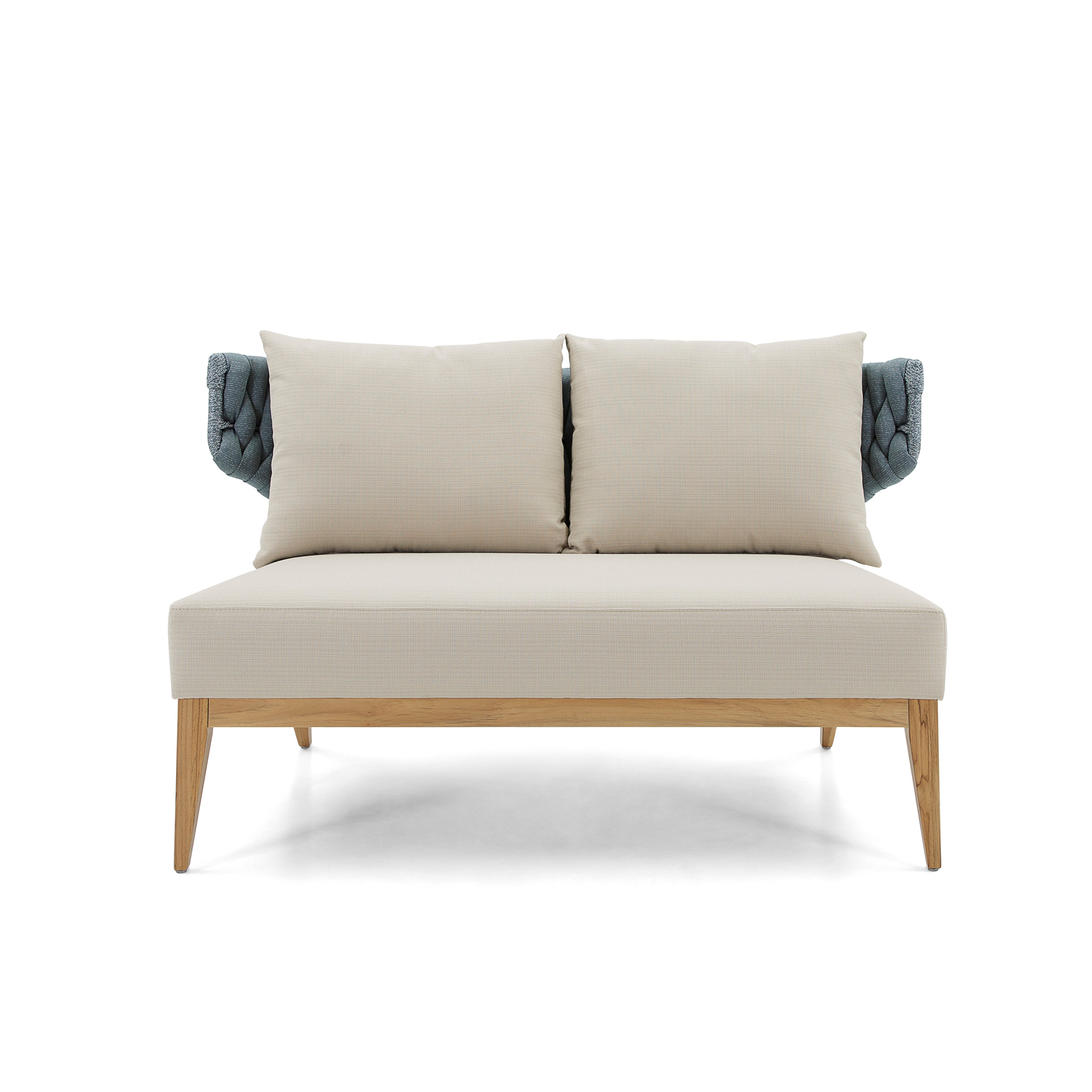 BELUGA Outdoor Loveseat in Teak and Beige Fabric