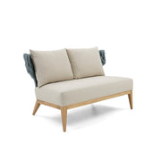 BELUGA Outdoor Loveseat in Teak and Beige Fabric