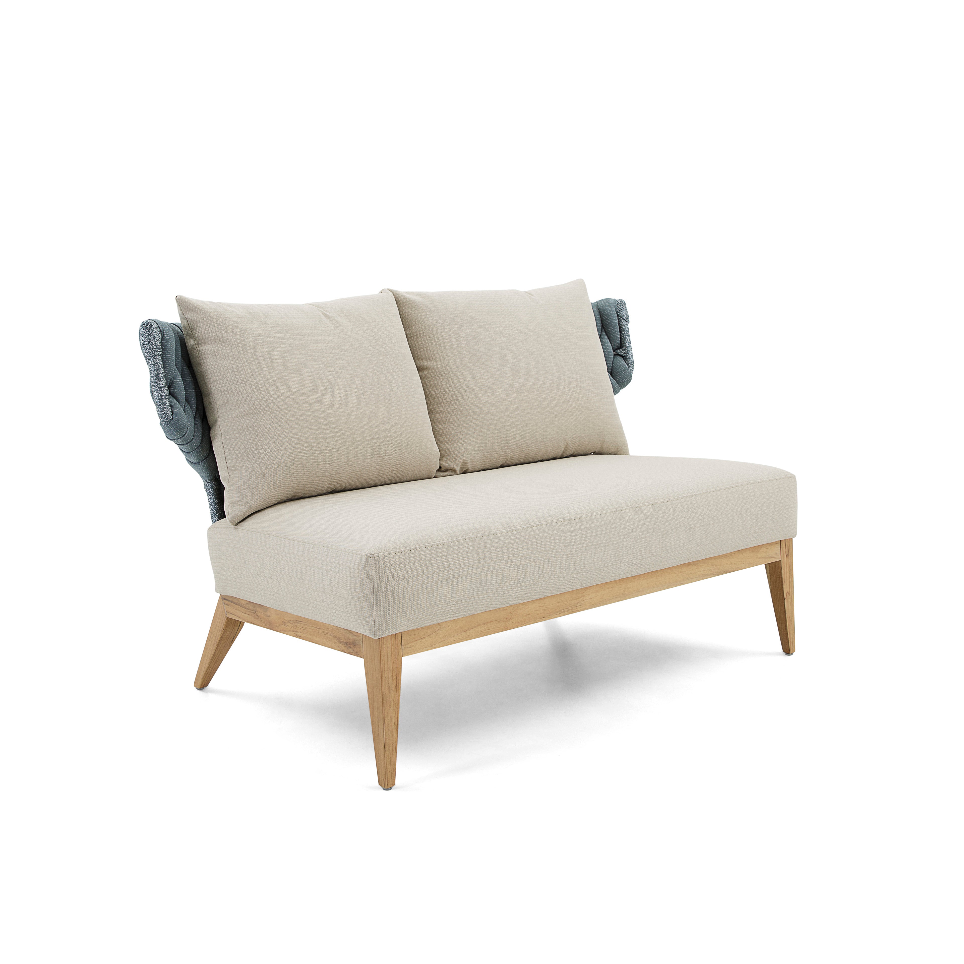 BELUGA Outdoor Loveseat in Teak and Beige Fabric