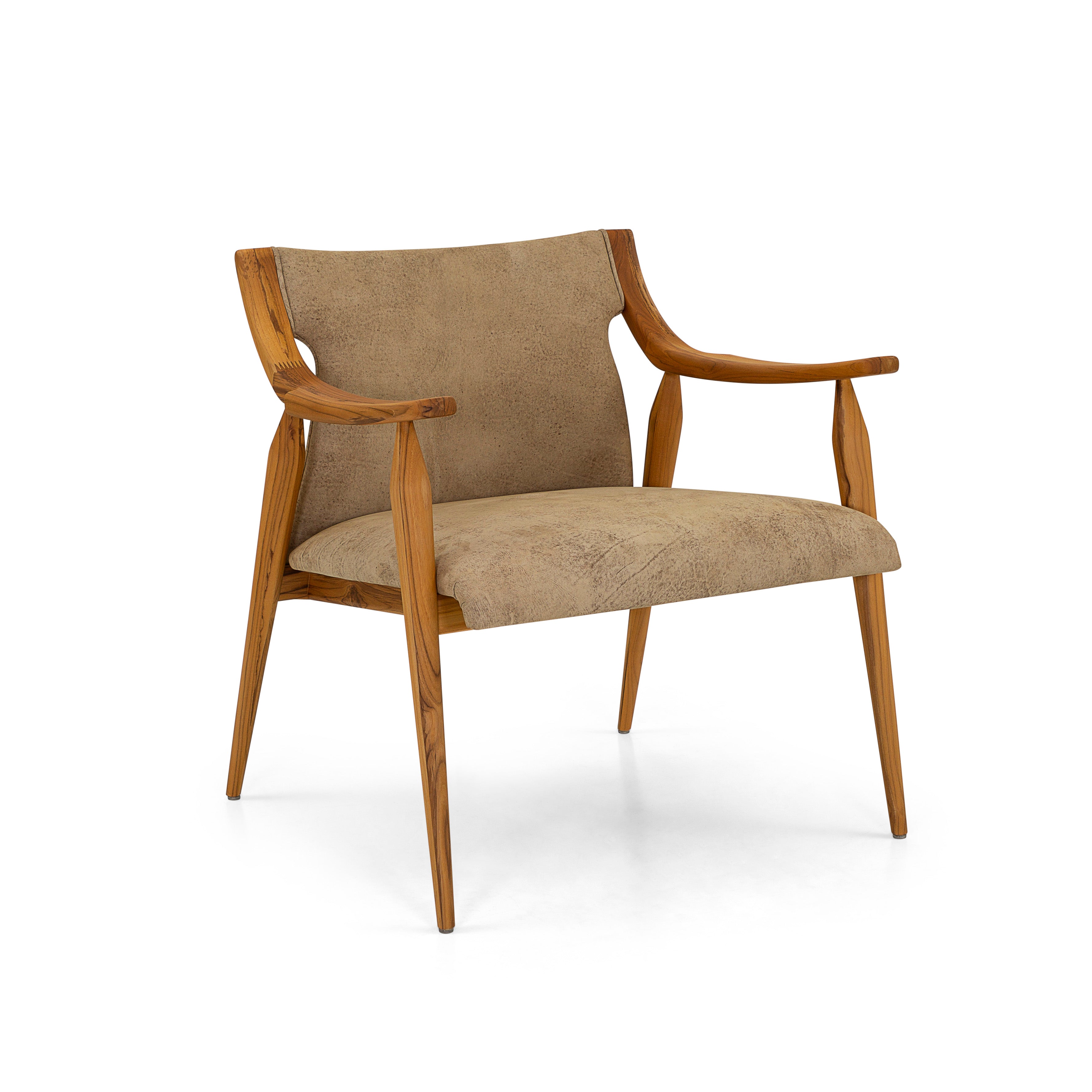 MINCE Armchair in Teak and Distressed Leather