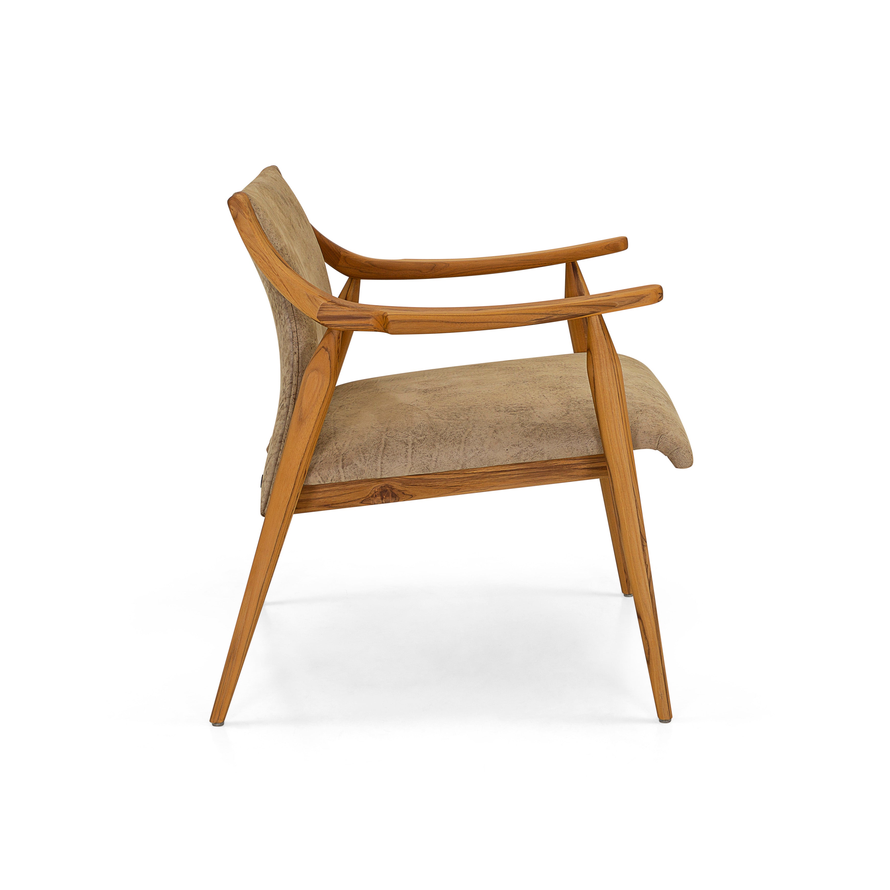 MINCE Armchair in Teak and Distressed Leather