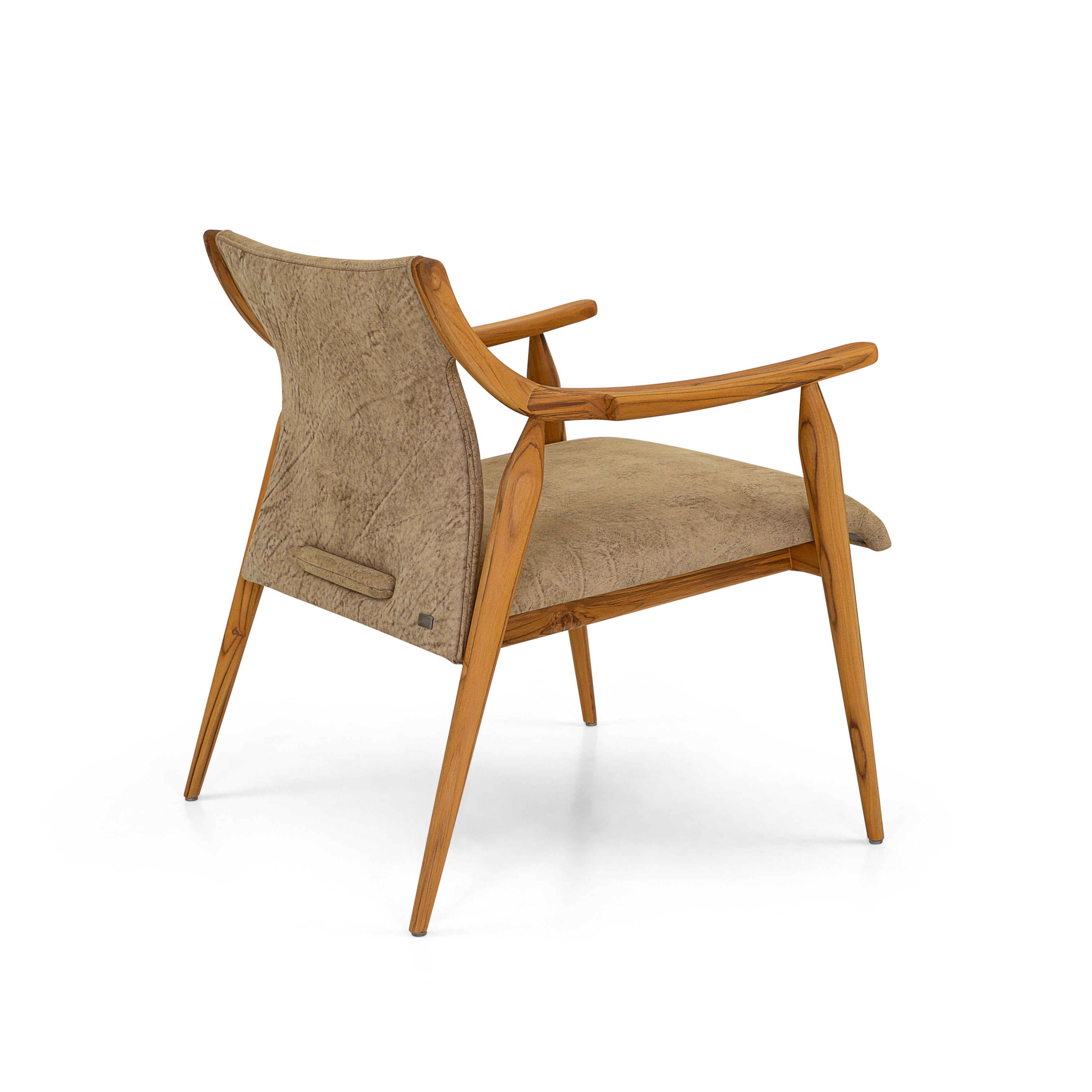MINCE Armchair in Teak and Distressed Leather