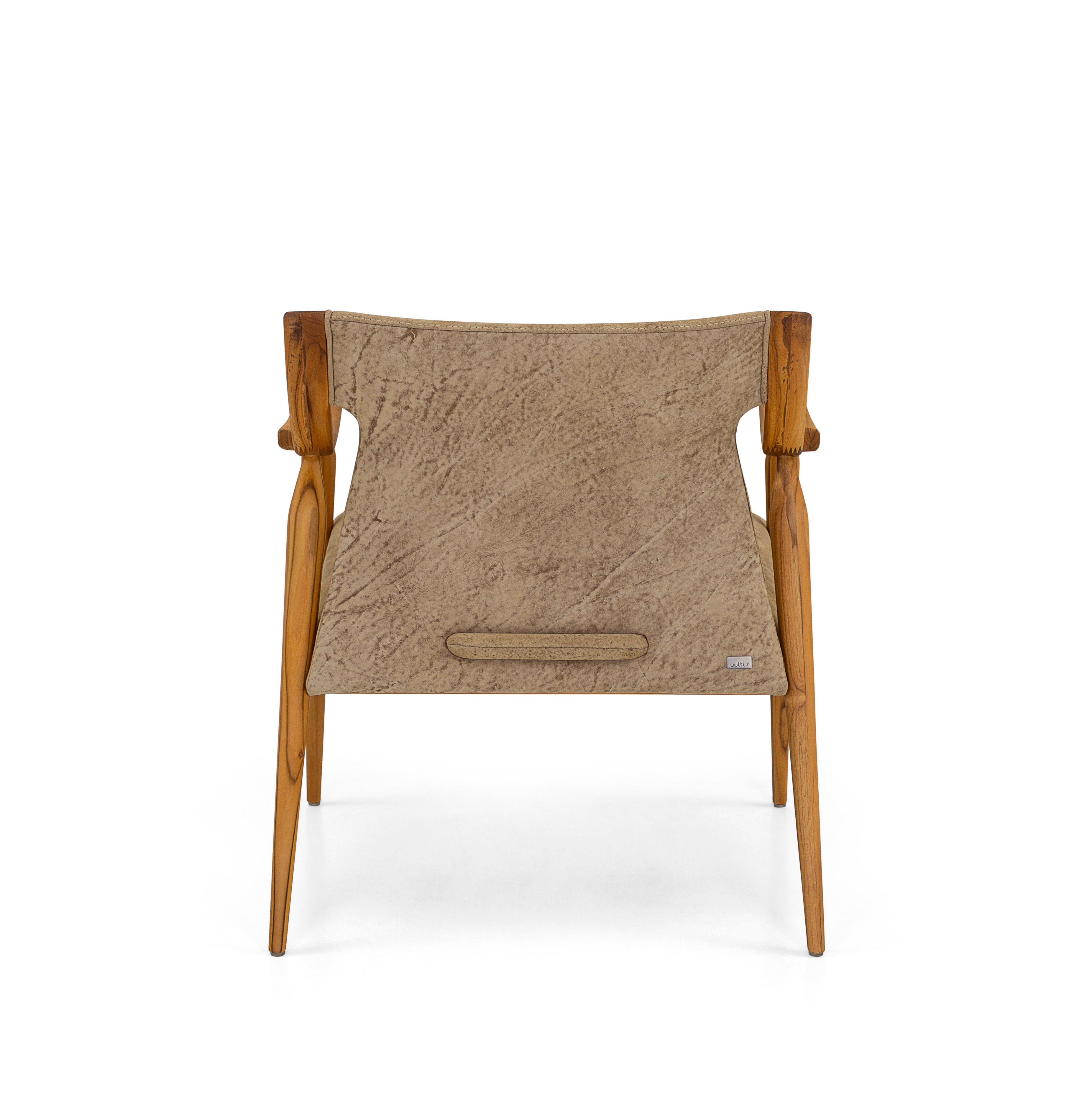 MINCE Armchair in Teak and Distressed Leather