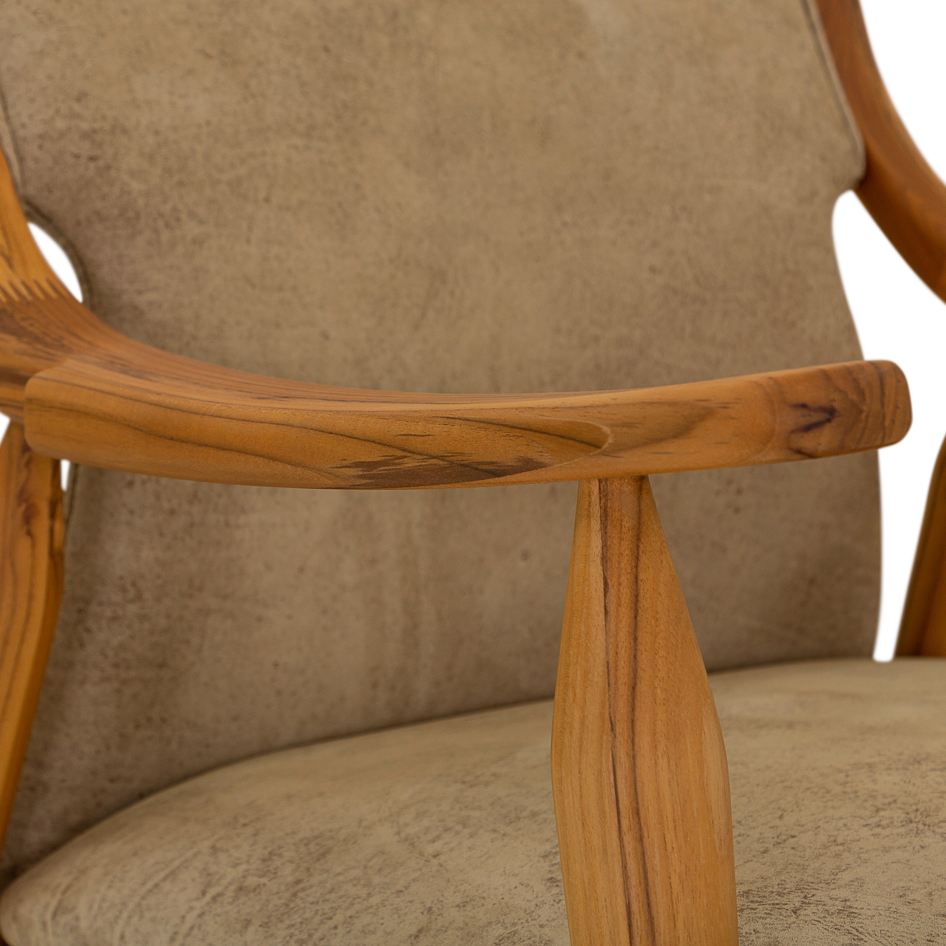 MINCE Armchair in Teak and Distressed Leather