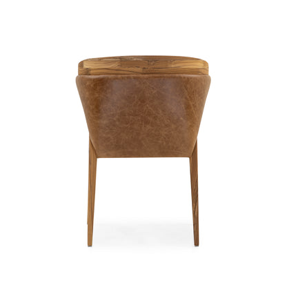 MAT Upholstered Dining Chair in Teak and Caramel leather