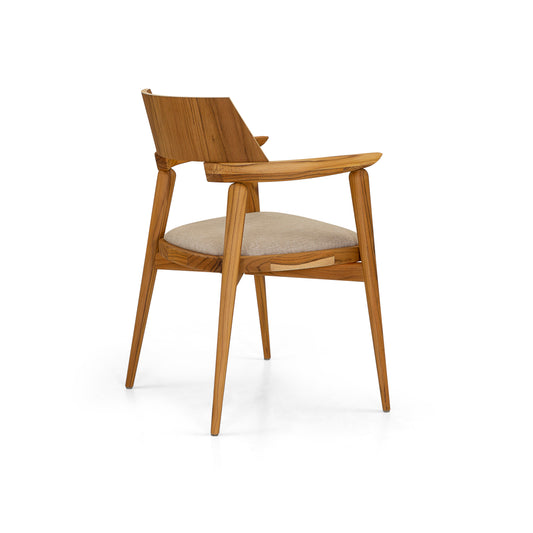 BONE Dining Chair in Teak and Beige Fabric