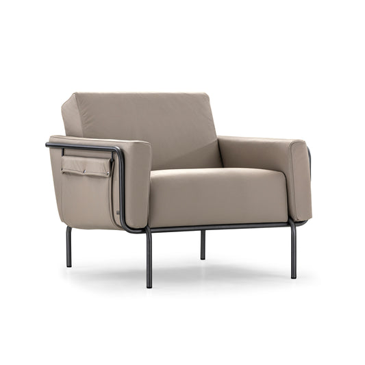 TREND Armchair in Graphite with Cream Leather