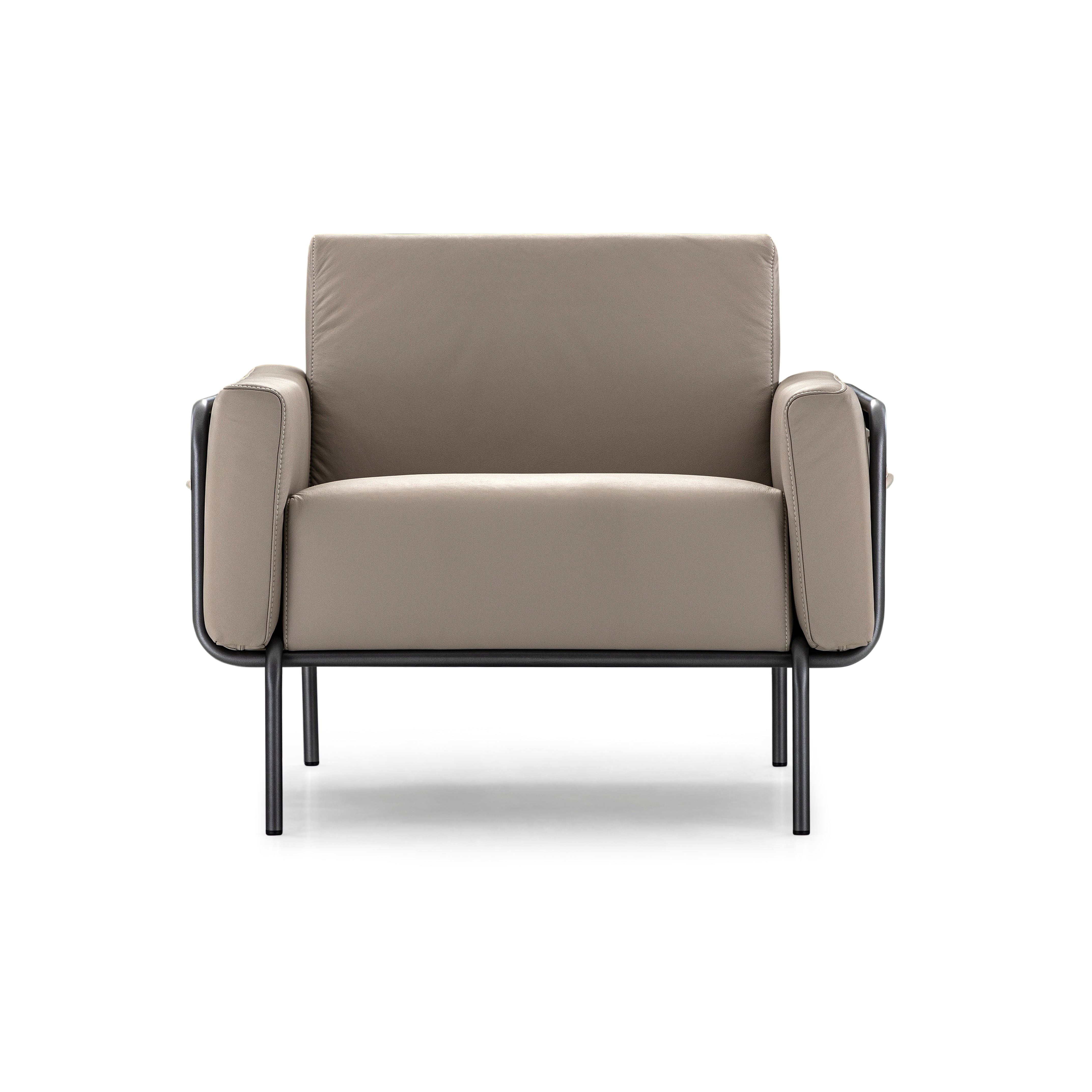 TREND Armchair in Graphite with Cream Leather
