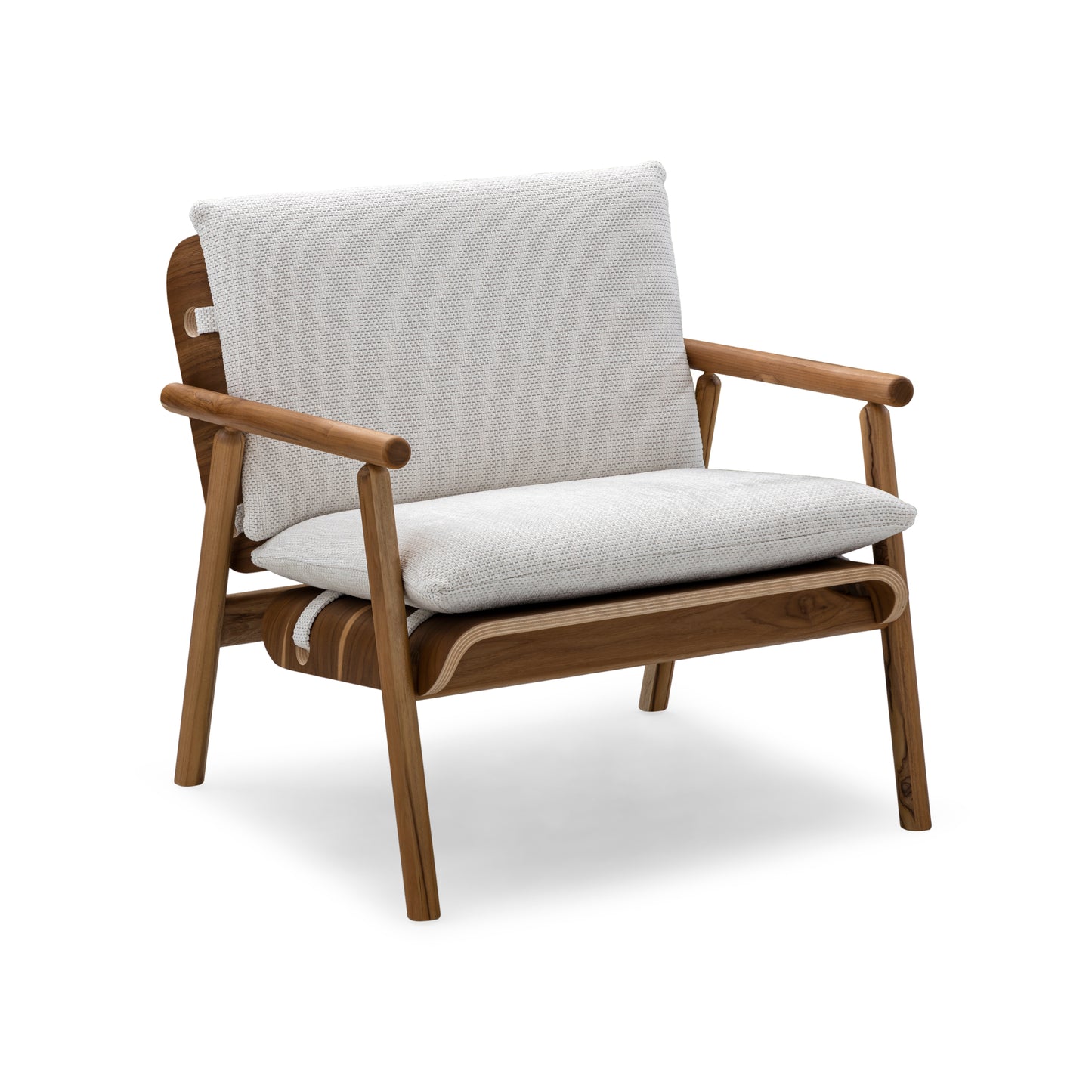 TAI Armchair in Teak and Ivory fabric