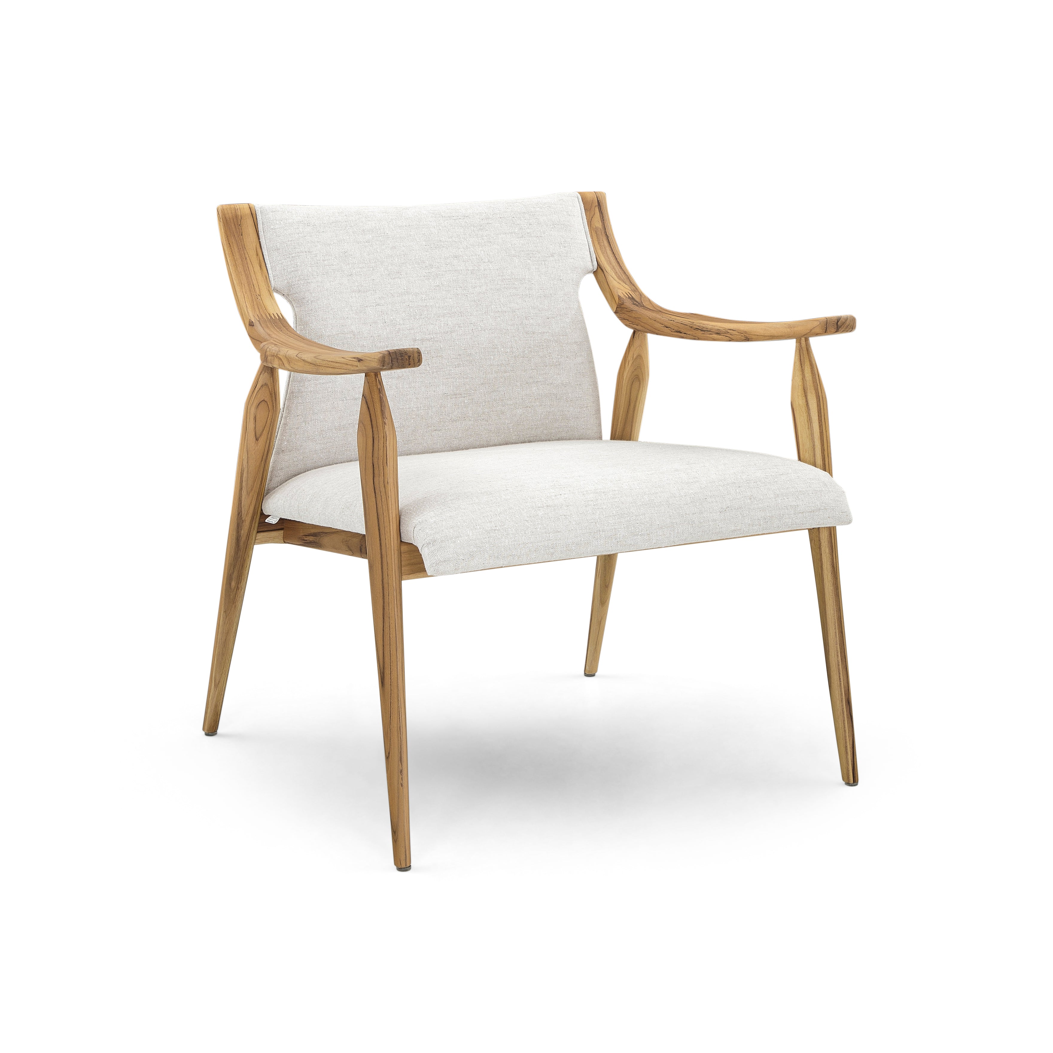 MINCE Armchair in Teak and Light Beige fabric