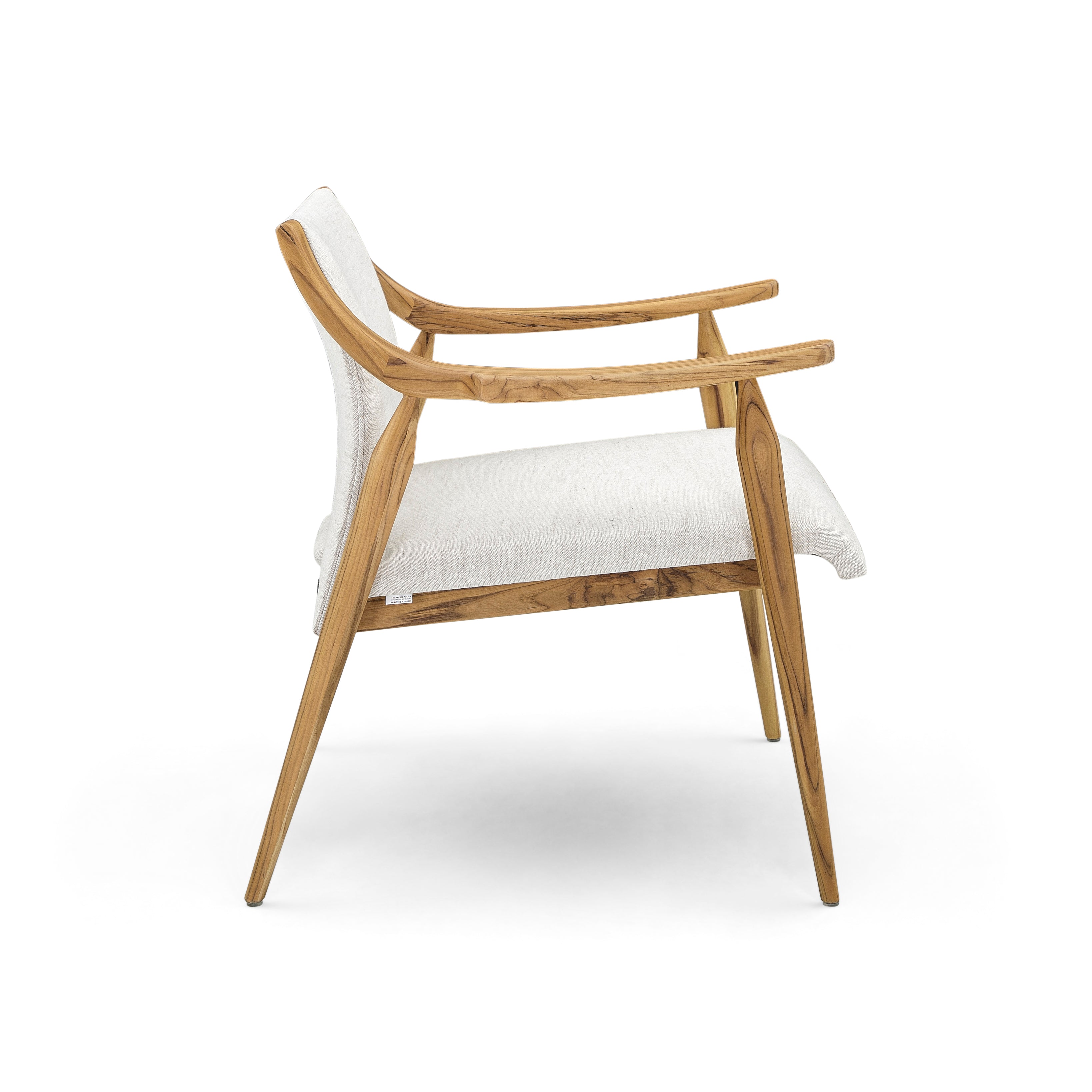 MINCE Armchair in Teak and Light Beige fabric