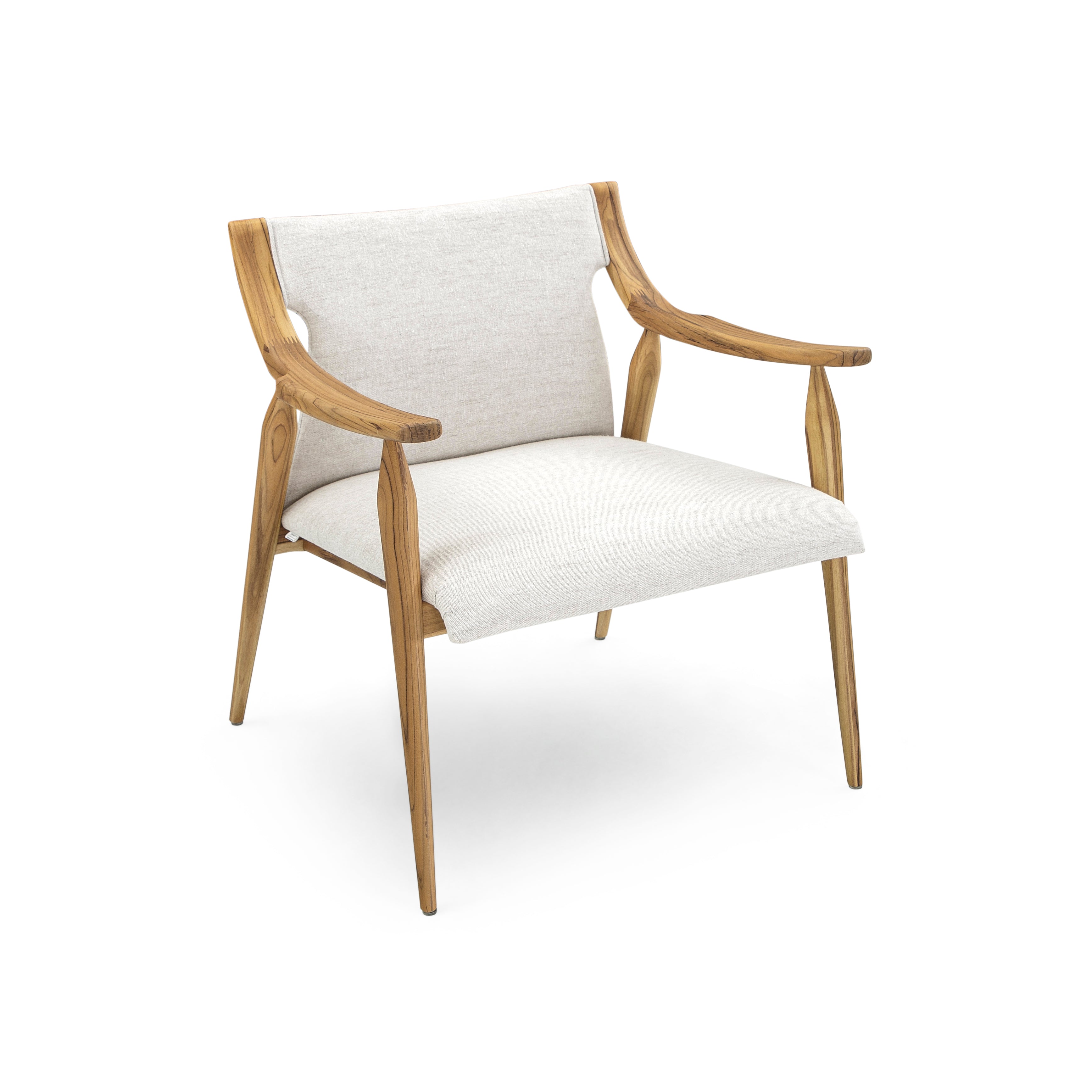 MINCE Armchair in Teak and Light Beige fabric