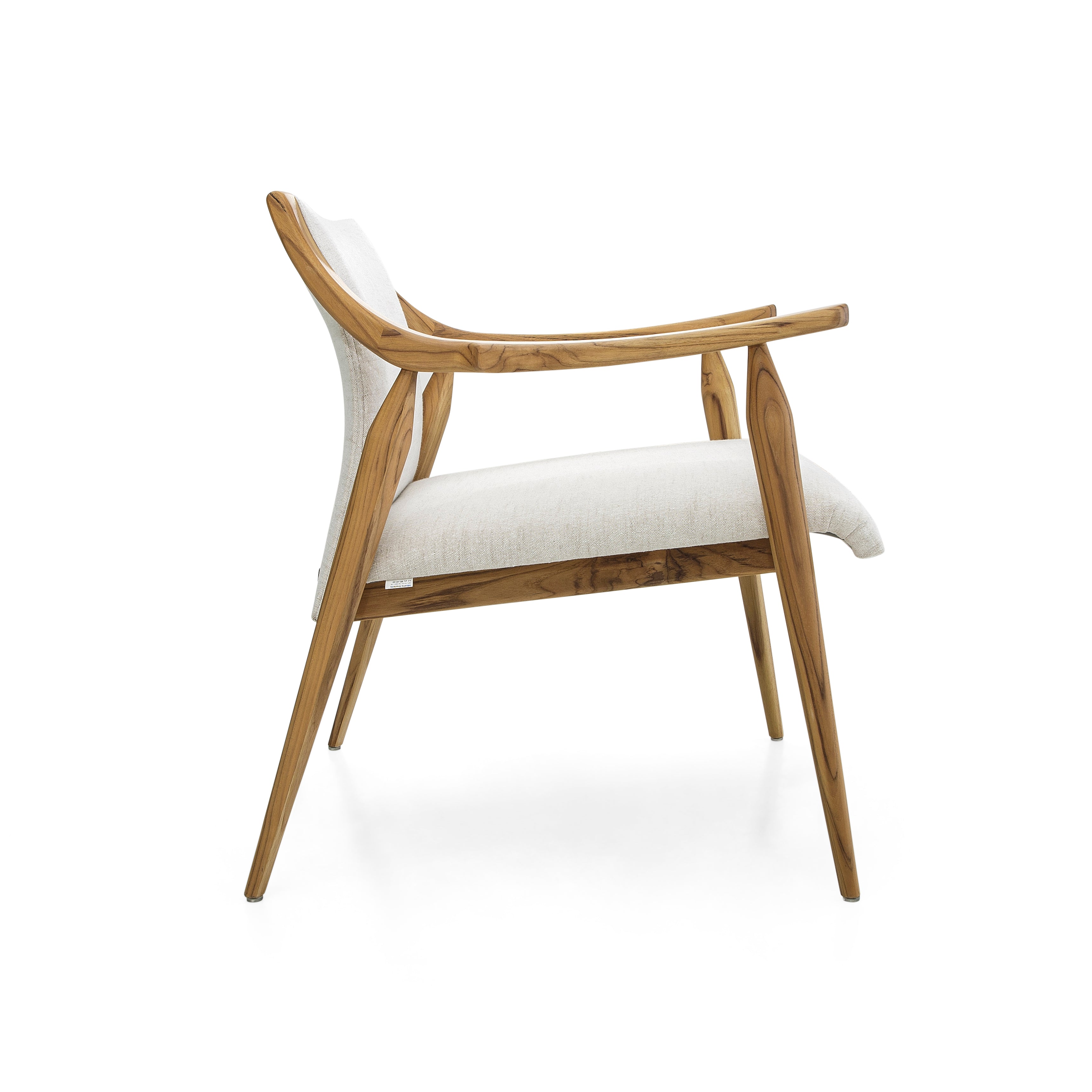 MINCE Armchair in Teak and Light Beige fabric
