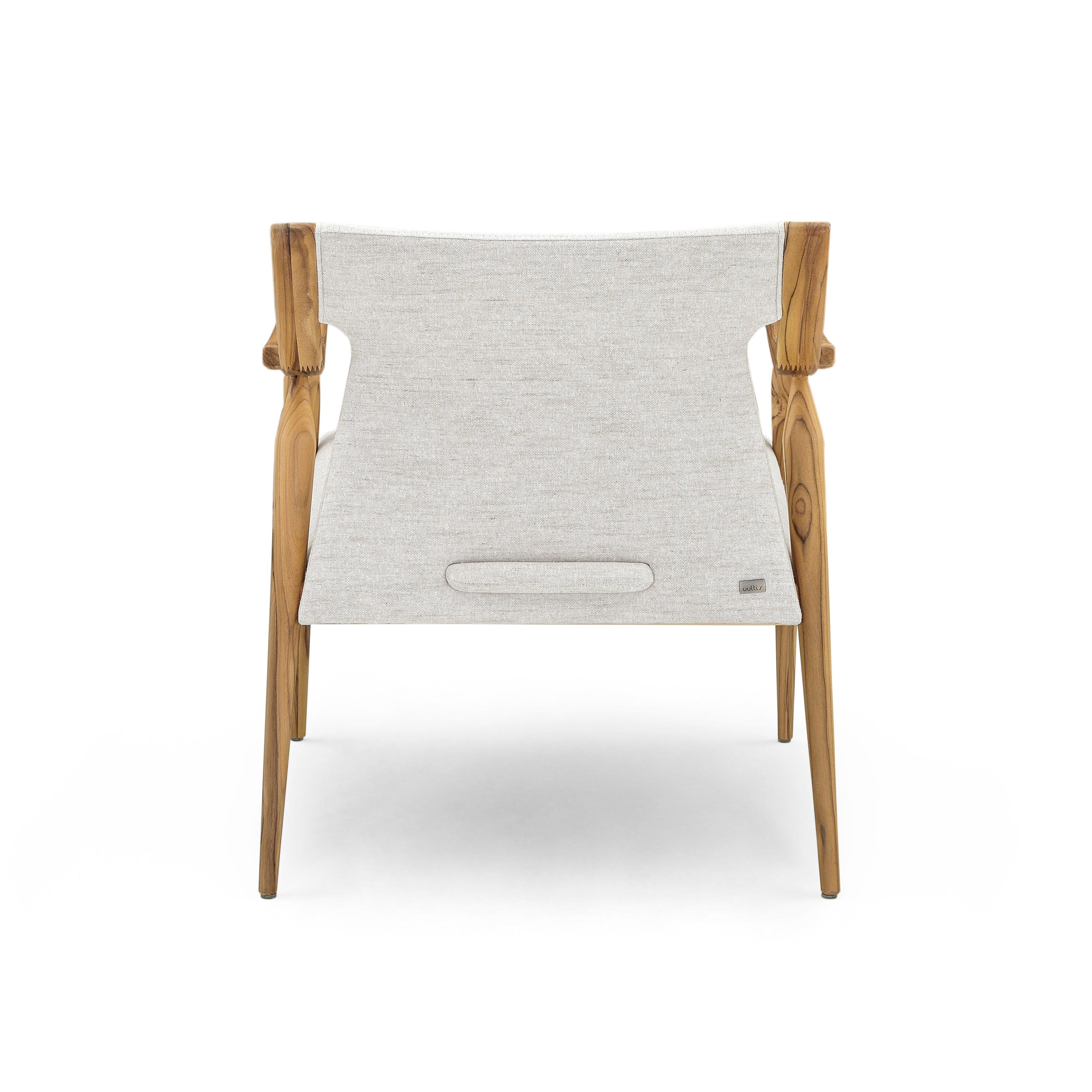 MINCE Armchair in Teak and Light Beige fabric