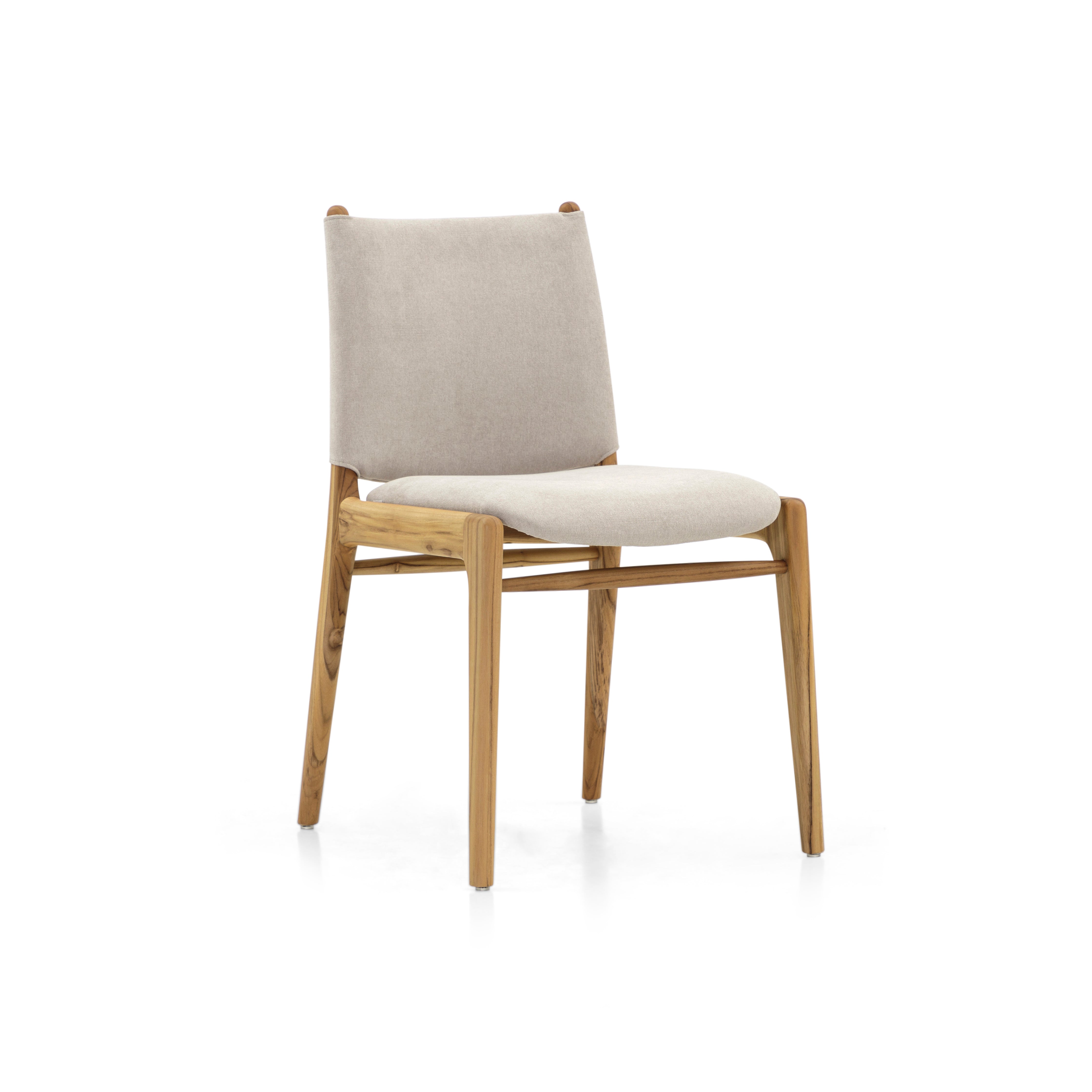 CAPPIO Dining Chair in Teak and Beige fabric