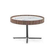 REGIA Coffee Table in Walnut and Graphite with White Carrara Glass 27"