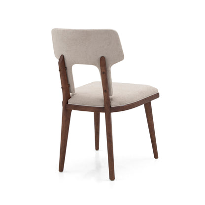 FORK Dining Chair in Walnut and Light Beige fabric