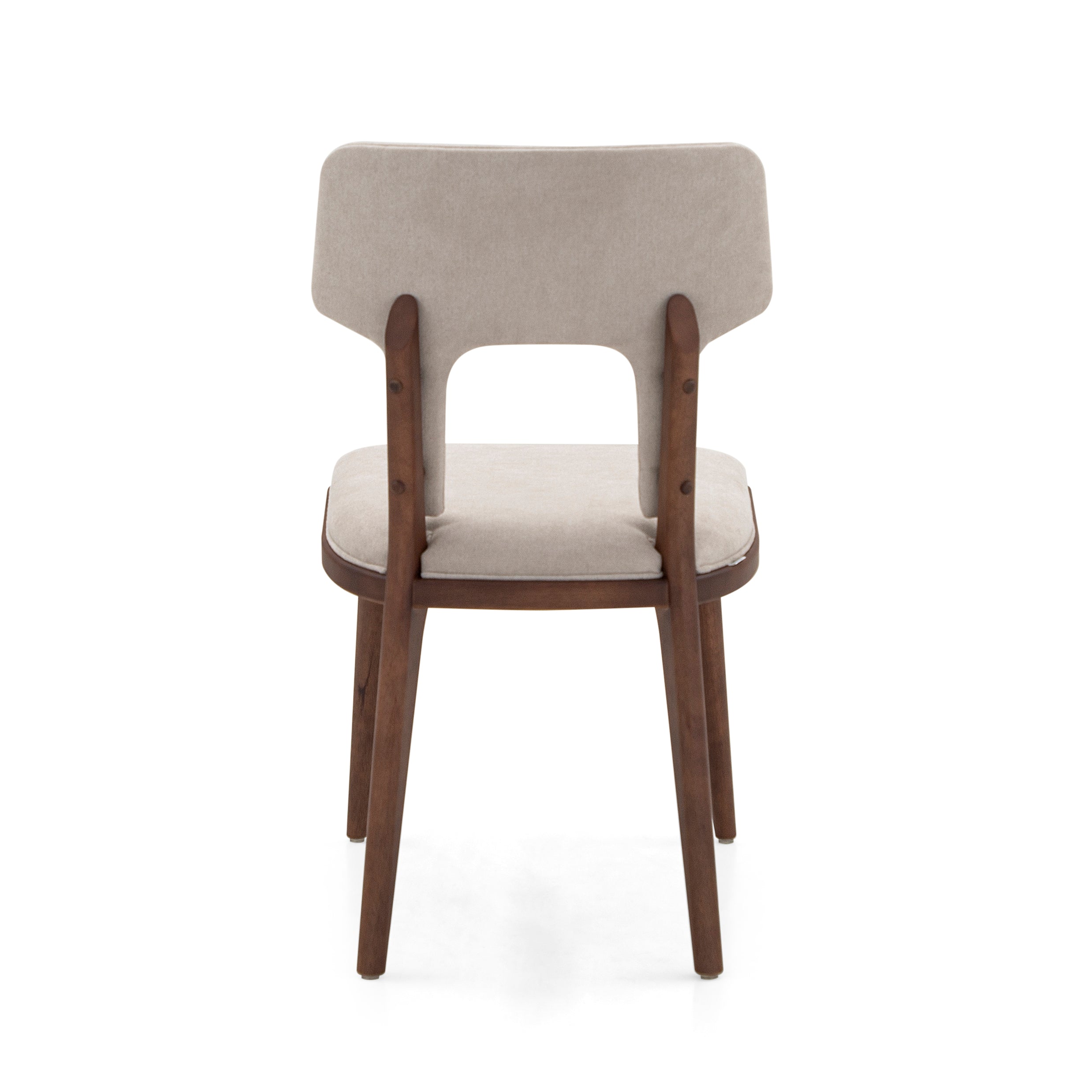FORK Dining Chair in Walnut and Light Beige fabric