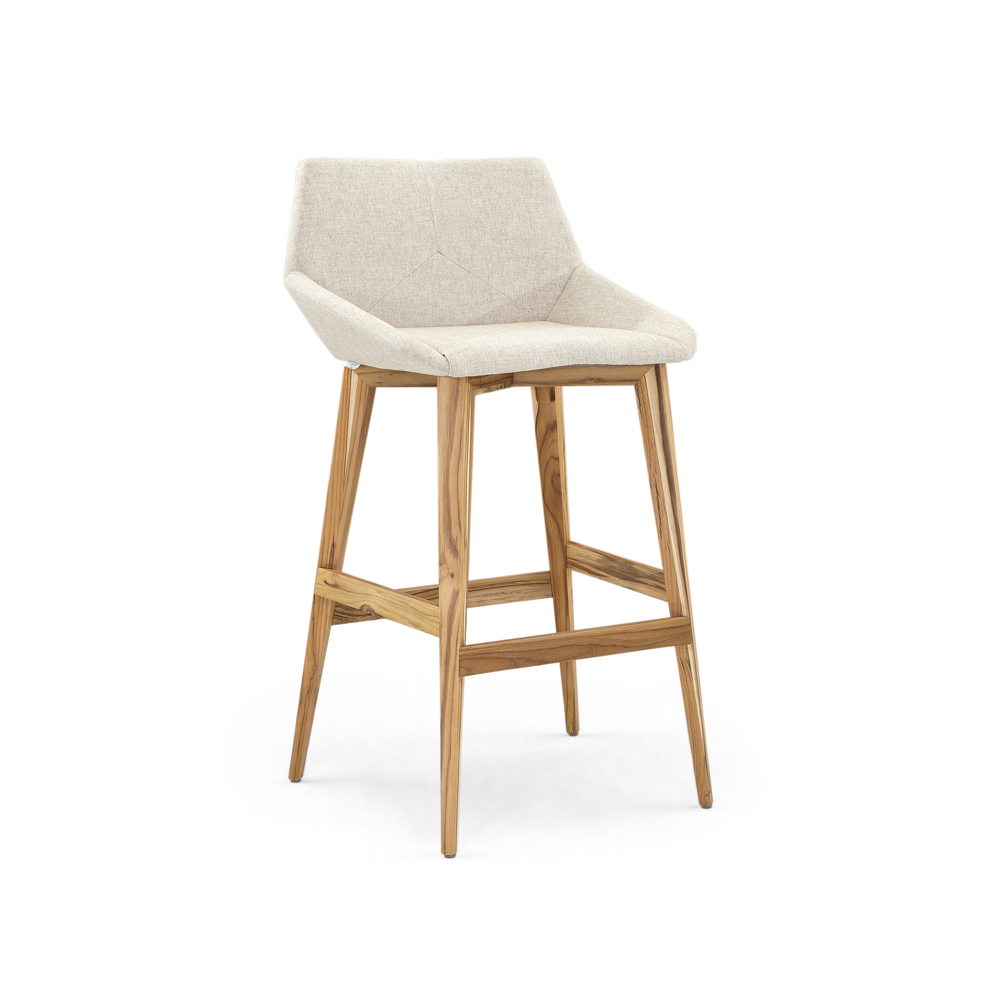 CUBI Bar Stool in Teak and Oatmeal fabric