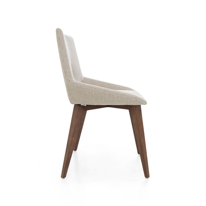 CUBI Dining Chair in Walnut and Taupe fabric