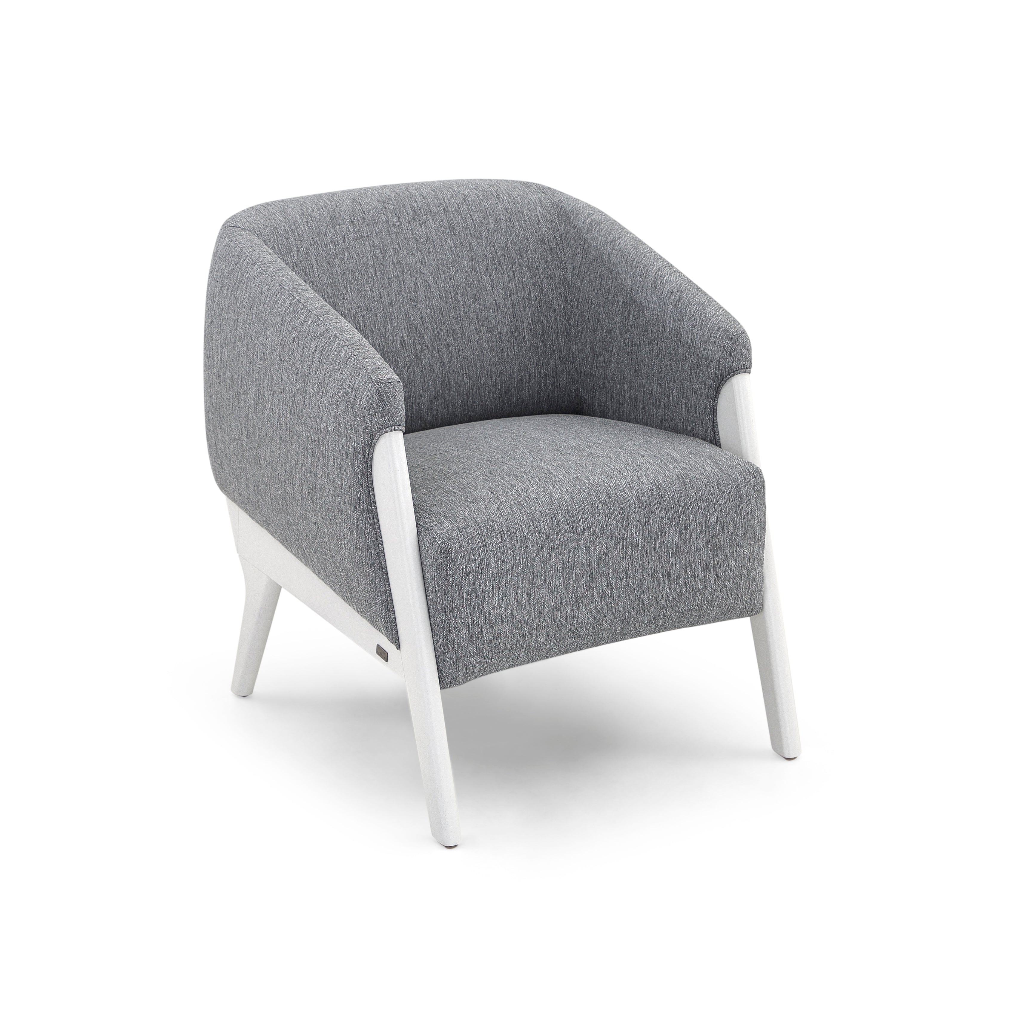 ABRA Armchair in White finish and Gray fabric