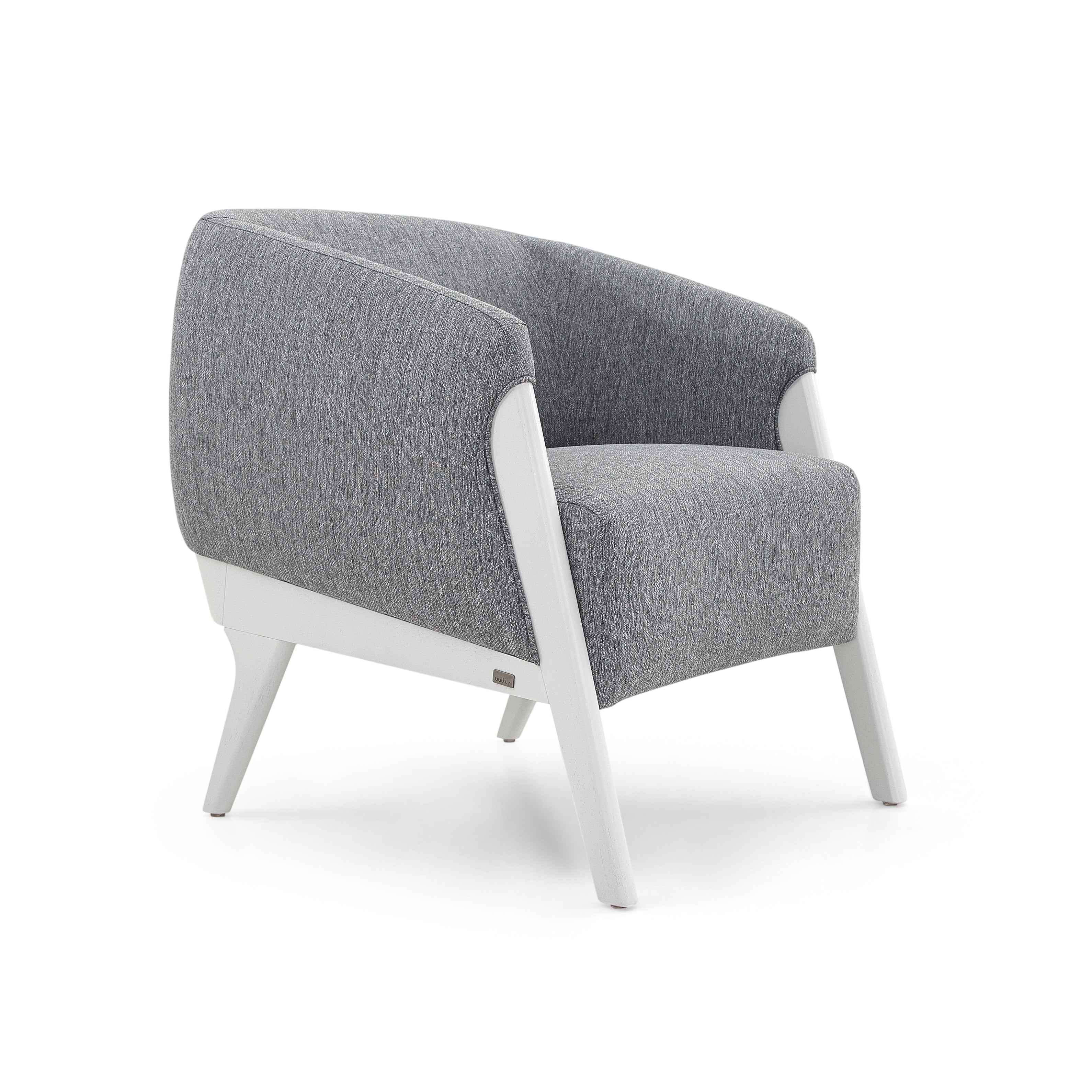 ABRA Armchair in White finish and Gray fabric