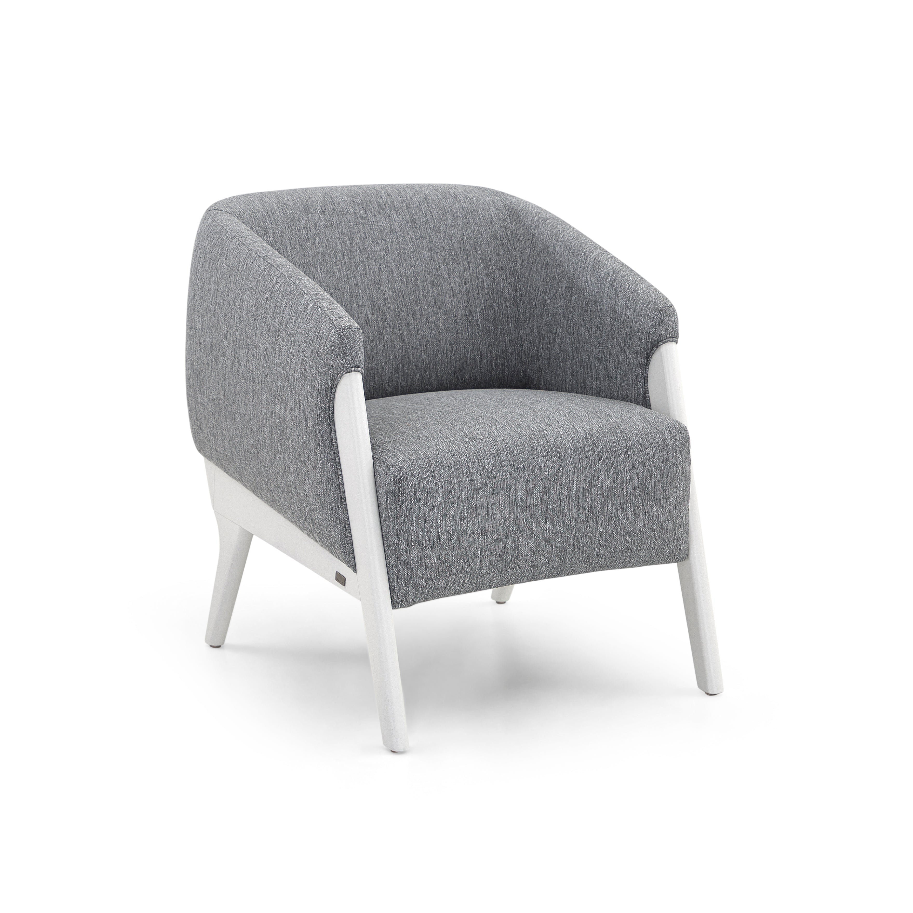 ABRA Armchair in White finish and Gray fabric