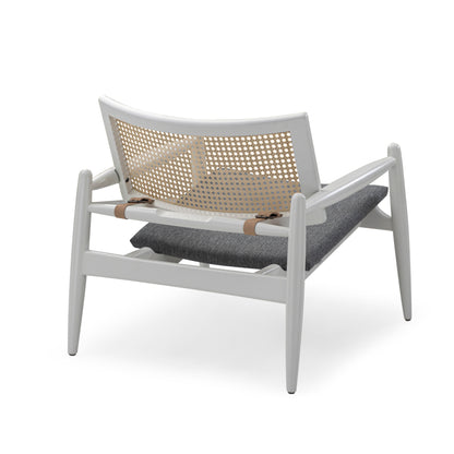 SOHO Armchair in White finish and Gray fabric