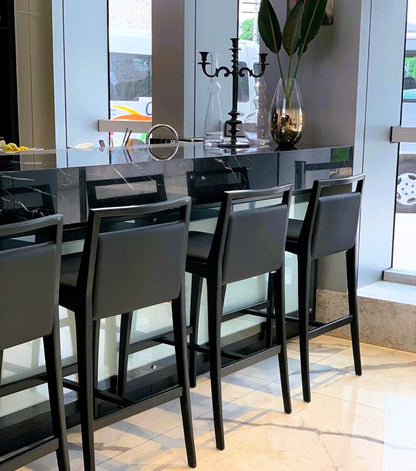 SOTTO Bar Stool in Black finish and Faux leather