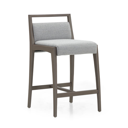 SOTTO Counter Stool in Chocolate finish and Light Gray fabric