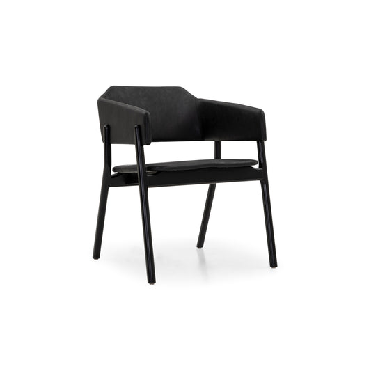 STUZI Dining Chair in Black finish and Faux Black leather