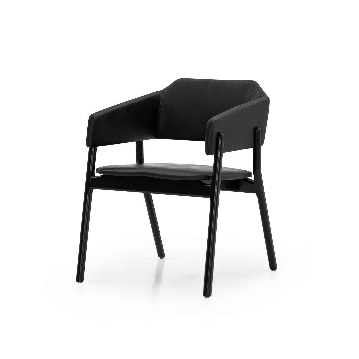 STUZI Dining Chair in Black finish and Faux Black leather
