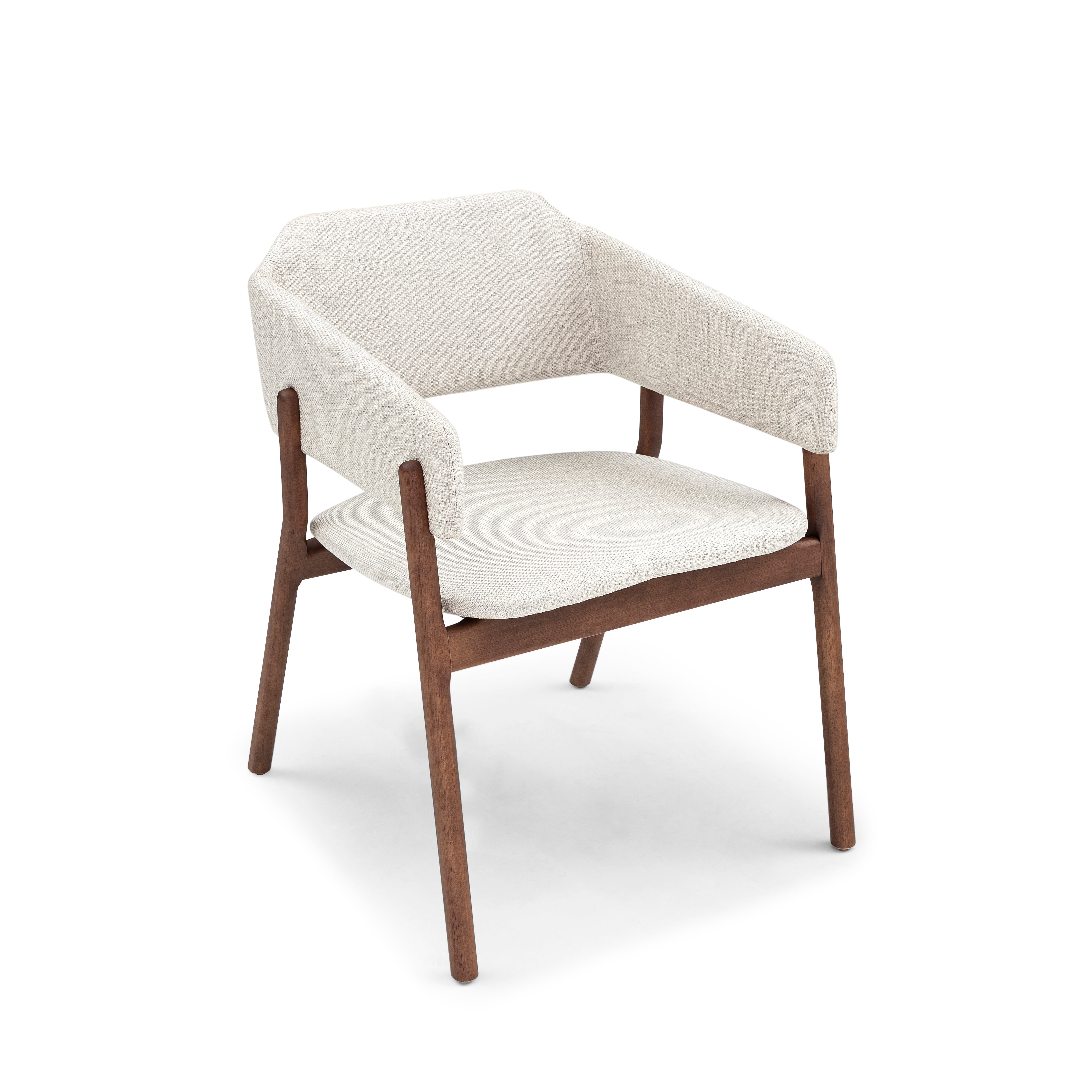 STUZI Dining Chair in Walnut and Beige fabric