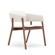 STUZI Dining Chair in Walnut and Beige fabric