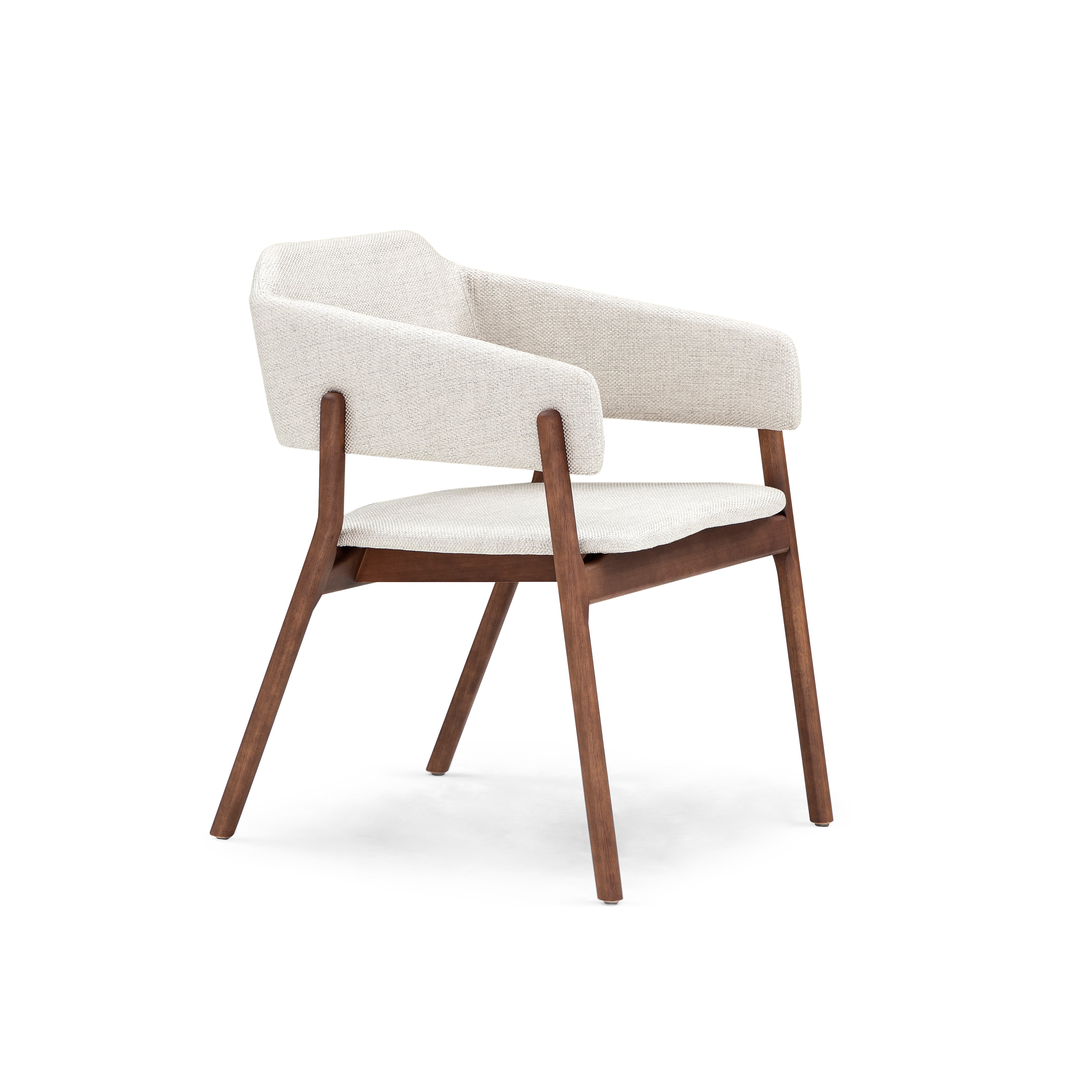 STUZI Dining Chair in Walnut and Beige fabric