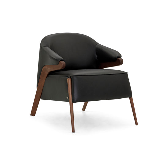 OSA Armchair in Walnut and Black leather