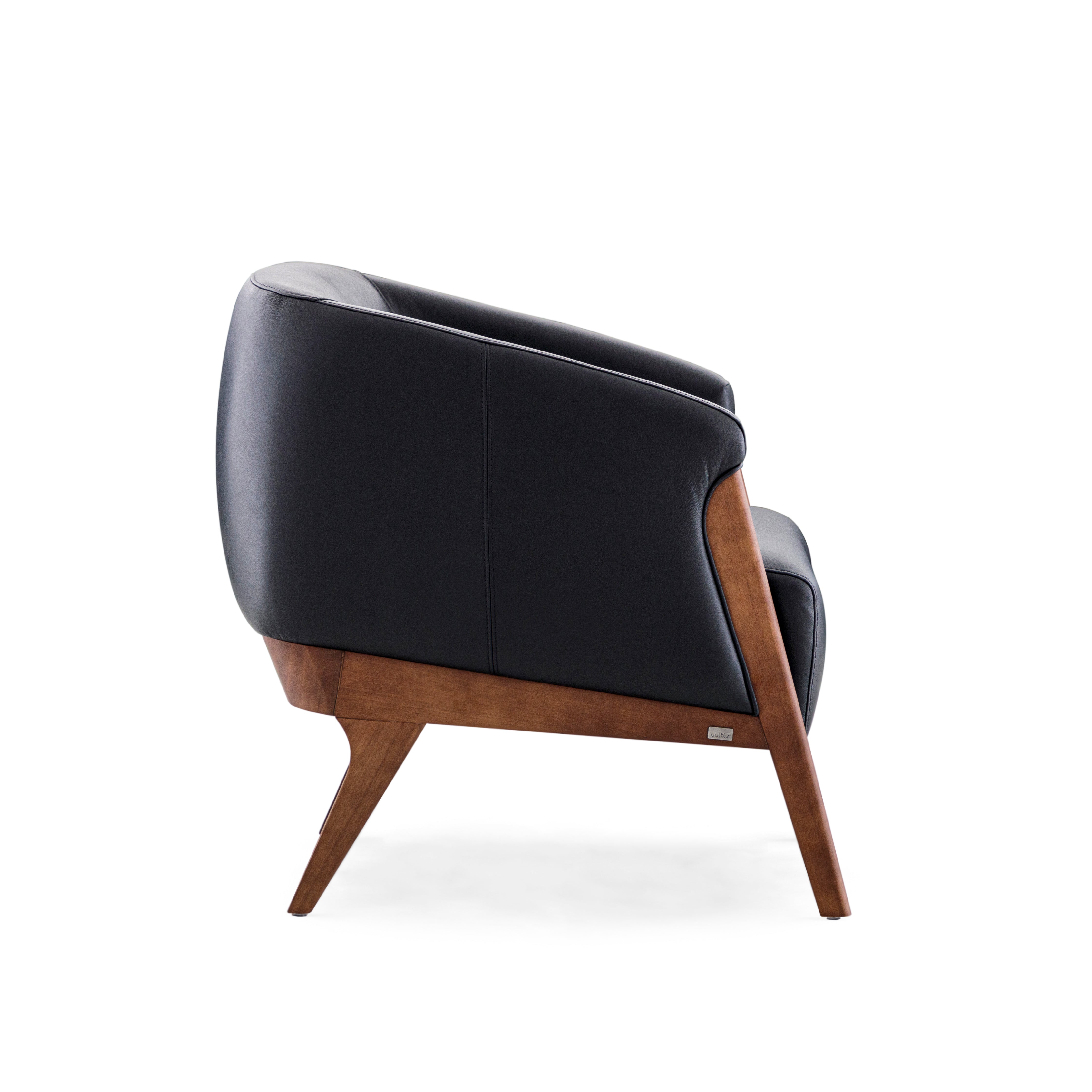 ABRA Armchair in Walnut and Black Leather