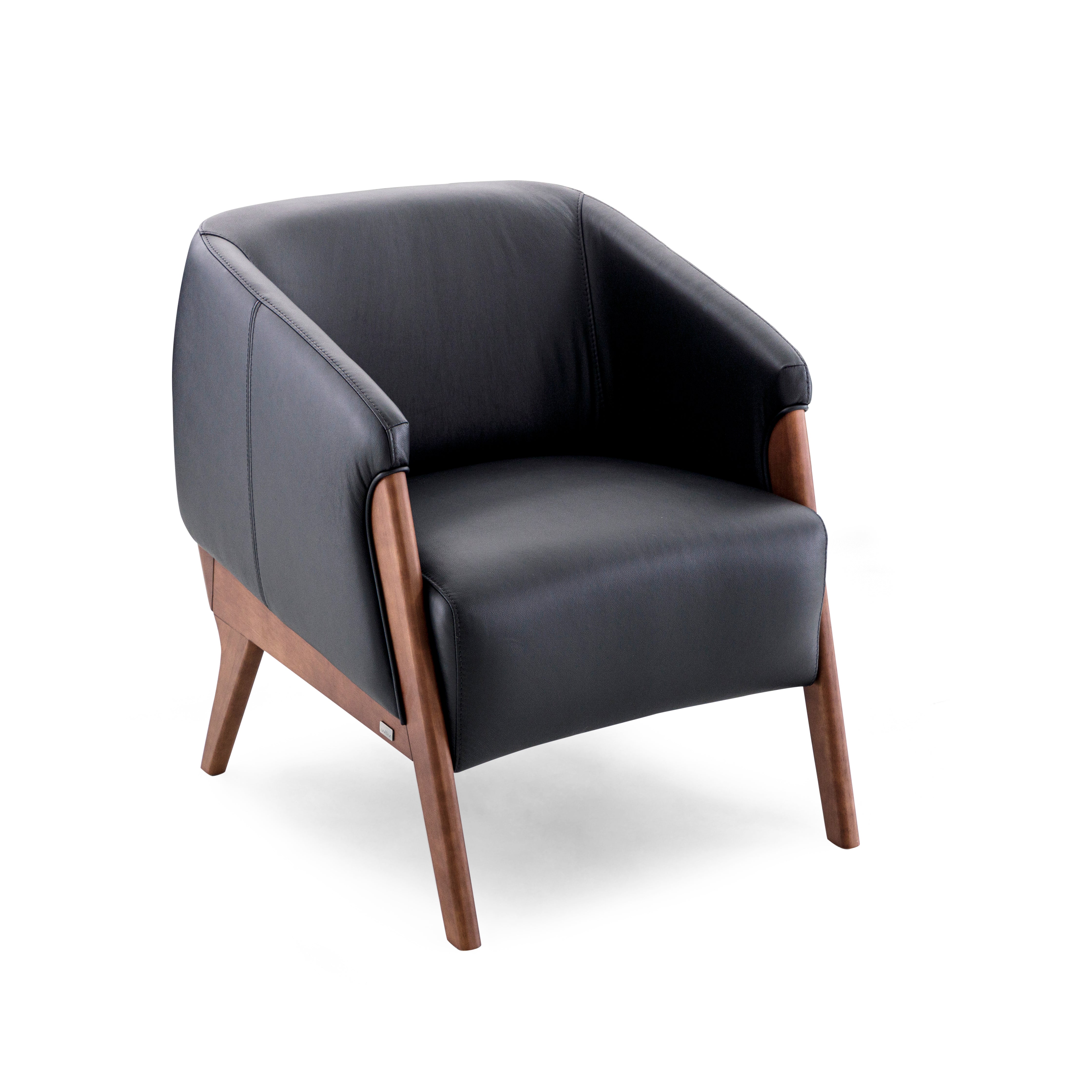 ABRA Armchair in Walnut and Black Leather