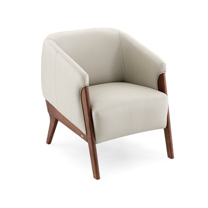 ABRA Armchair in Walnut and Light Beige Leather