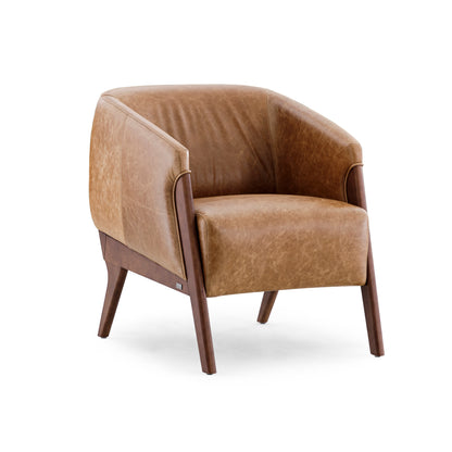 ABRA Armchair in Walnut and Caramel leather