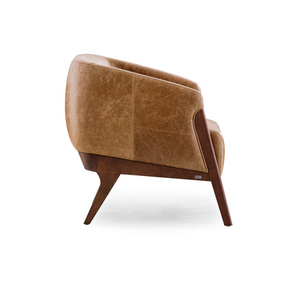 ABRA Armchair in Walnut and Caramel leather