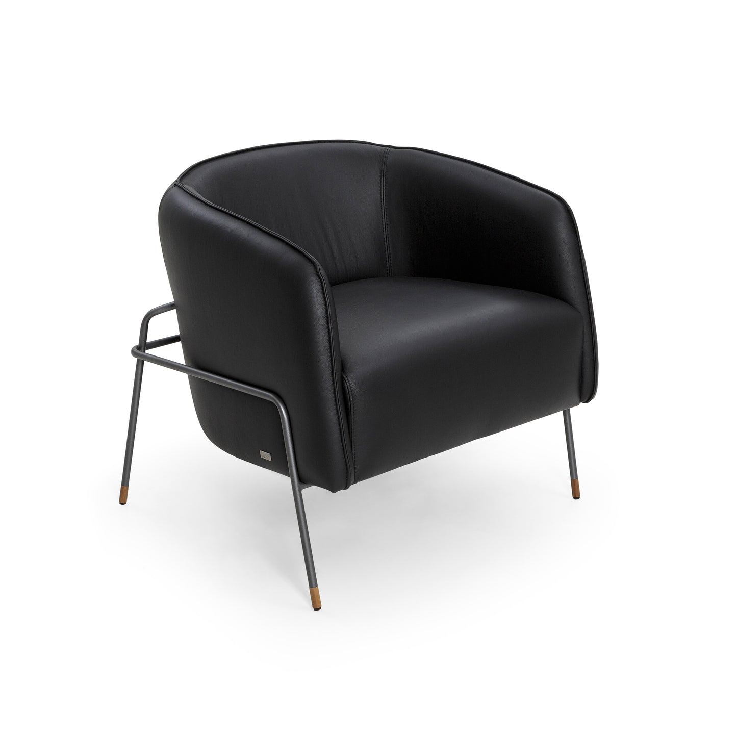 BELLA Armchair in Graphite and Black leather