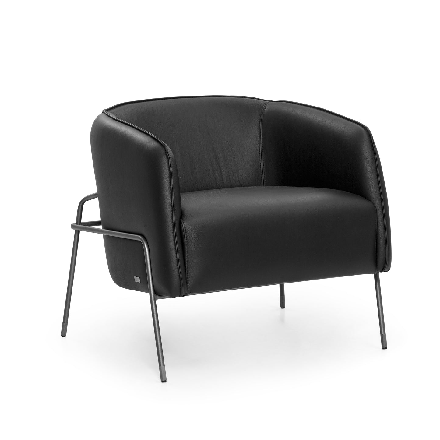 BELLA Armchair in Graphite and Black leather