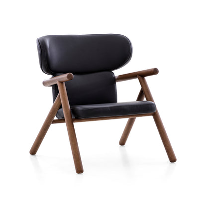 SOLE Armchair in Walnut and Black leather