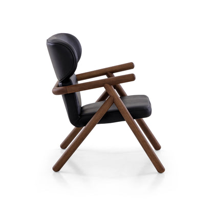 SOLE Armchair in Walnut and Black leather