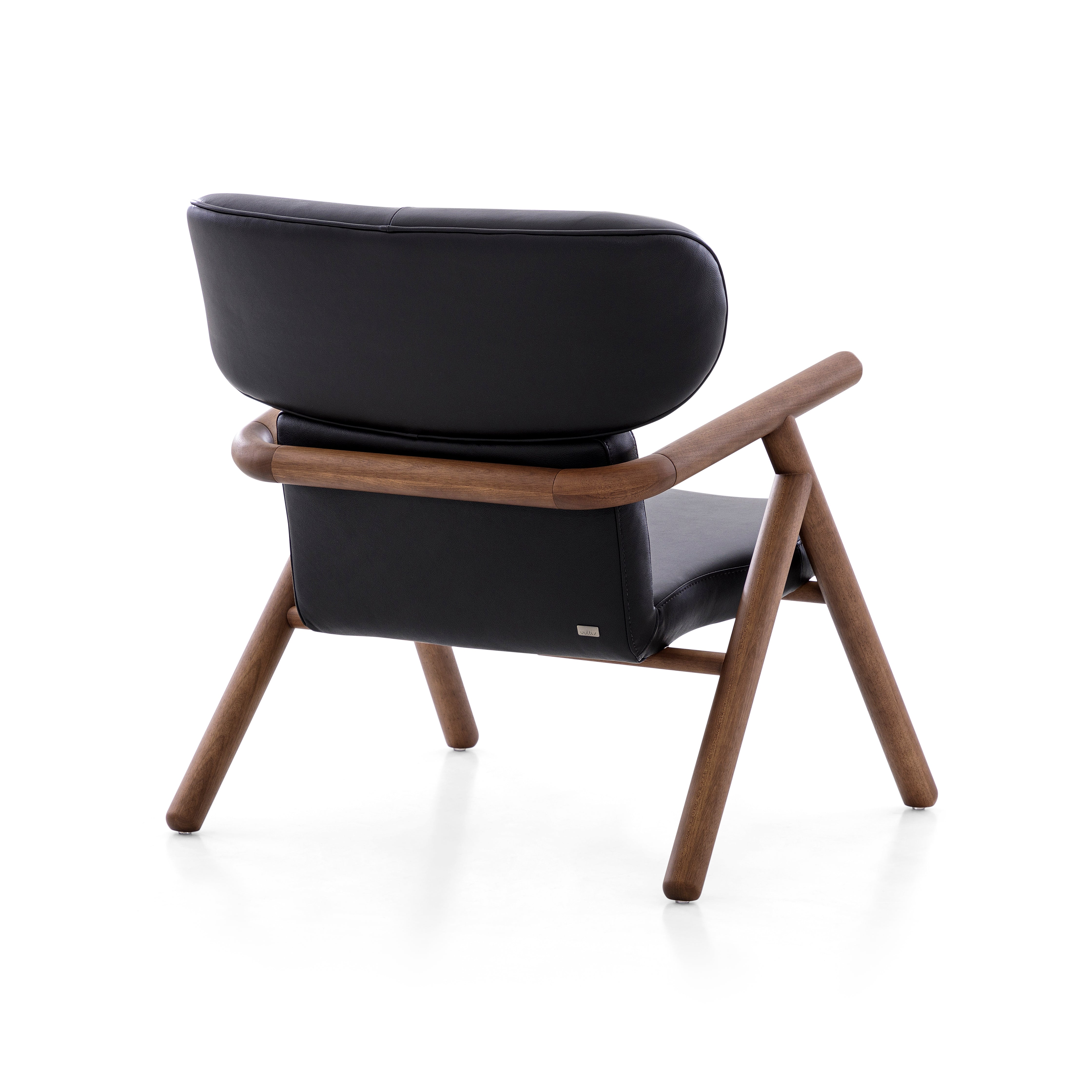 SOLE Armchair in Walnut and Black leather