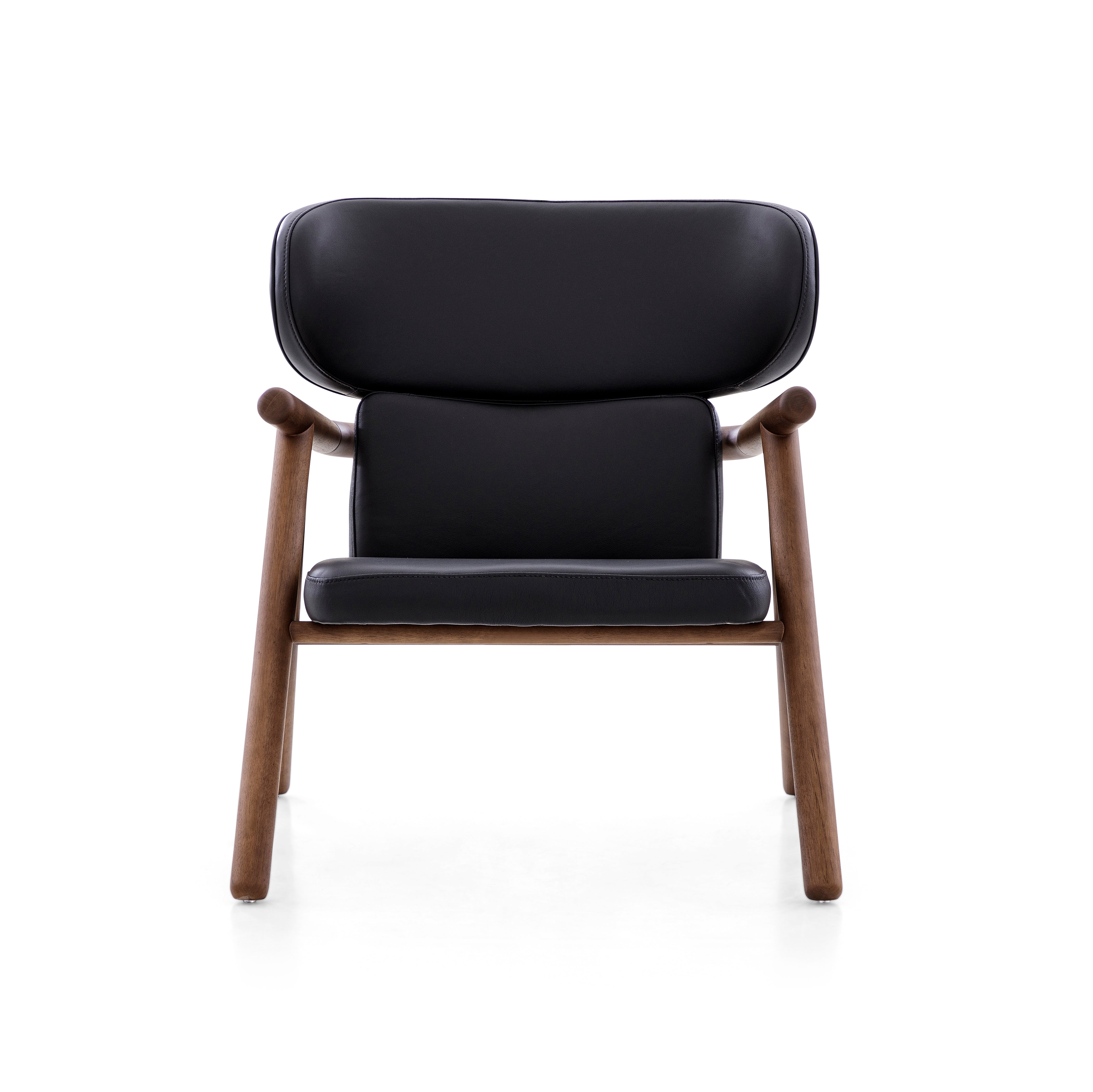 SOLE Armchair in Walnut and Black leather