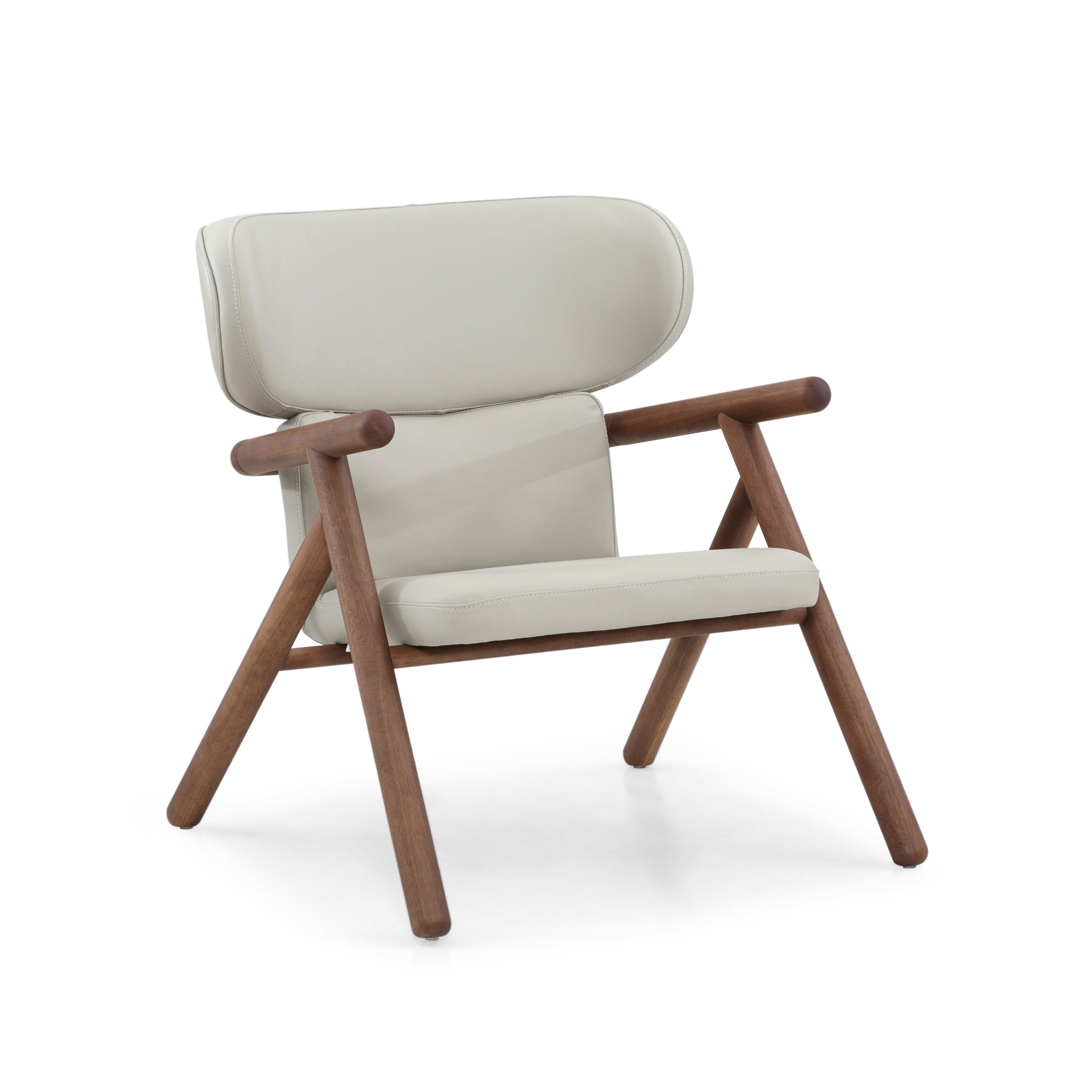 SOLE Armchair in Walnut and Ivory leather
