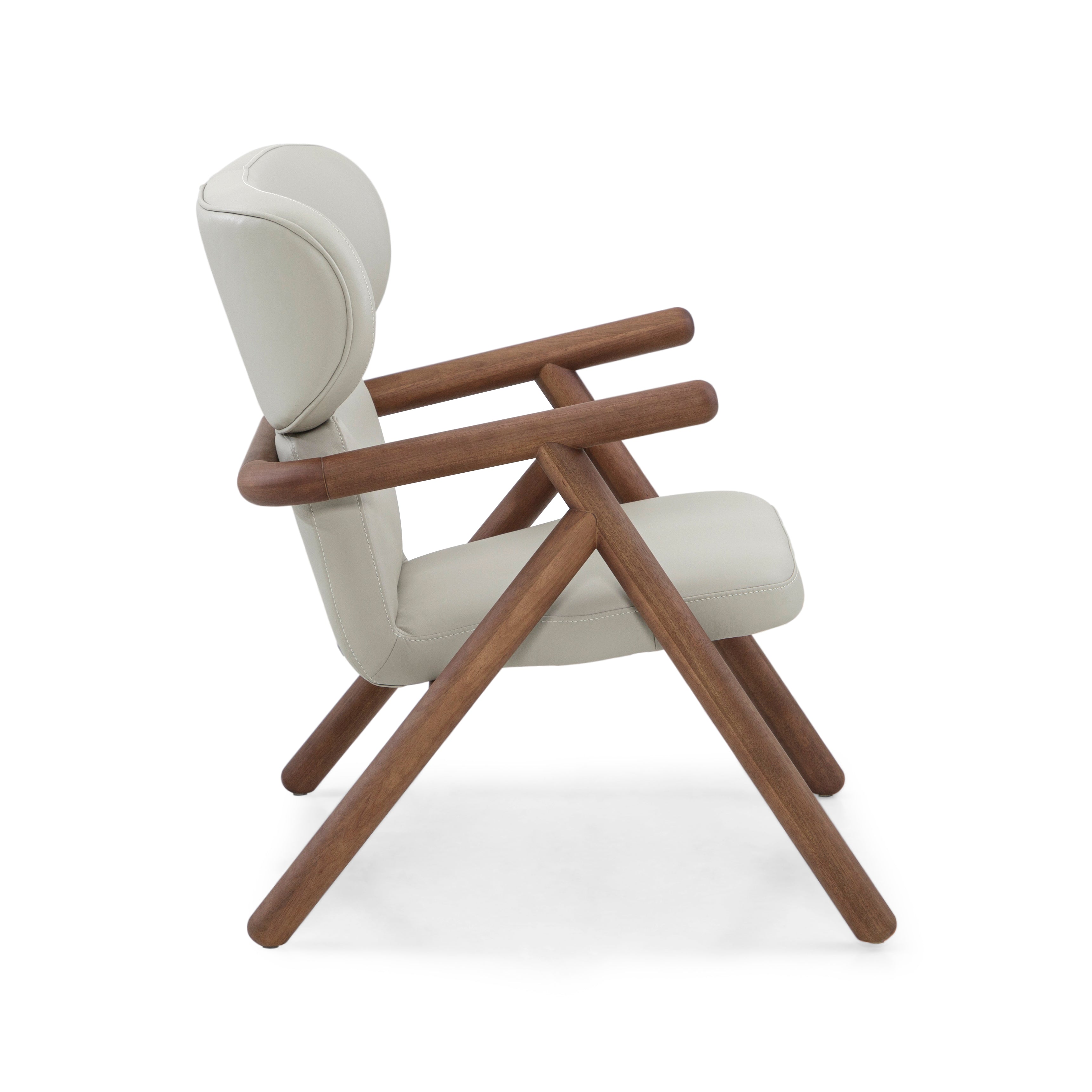 SOLE Armchair in Walnut and Ivory leather