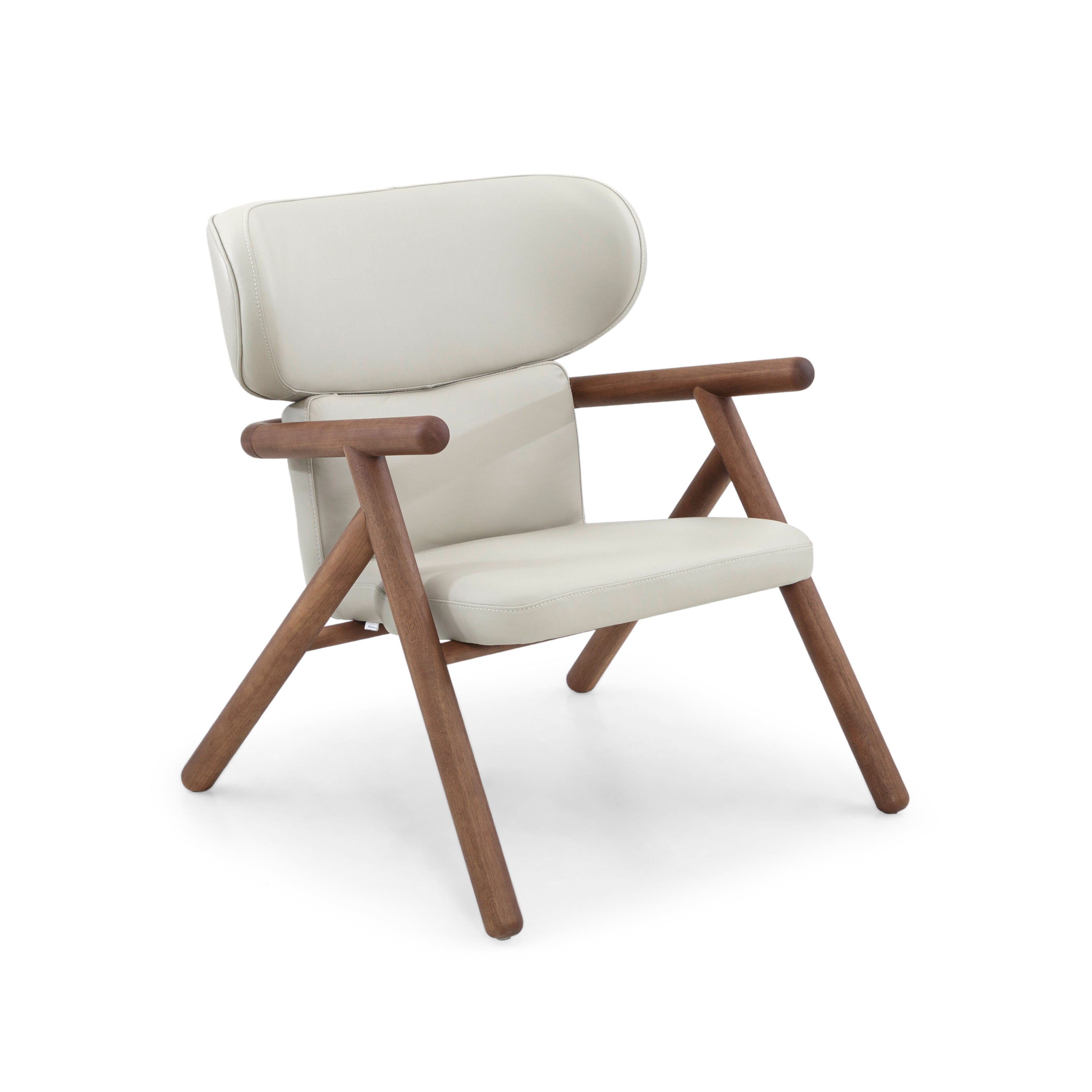 SOLE Armchair in Walnut and Ivory leather